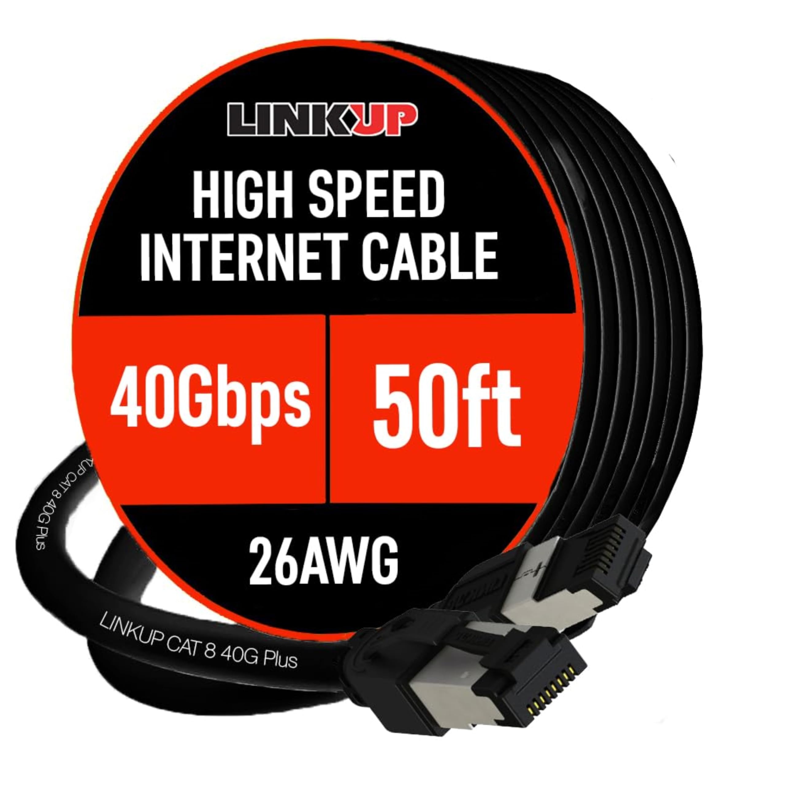 LINKUP・ [40Gbps認証済み] Cat8イーサネットパッチケーブル二重シールド| 26AWG 2000MHz（2GHz）Cat8.1 | Cat7A、Cat7、Cat6A、25G、10G、1Gネットワークと互換性あり、将来性のあるLANワイヤー[｜湖南オンライン