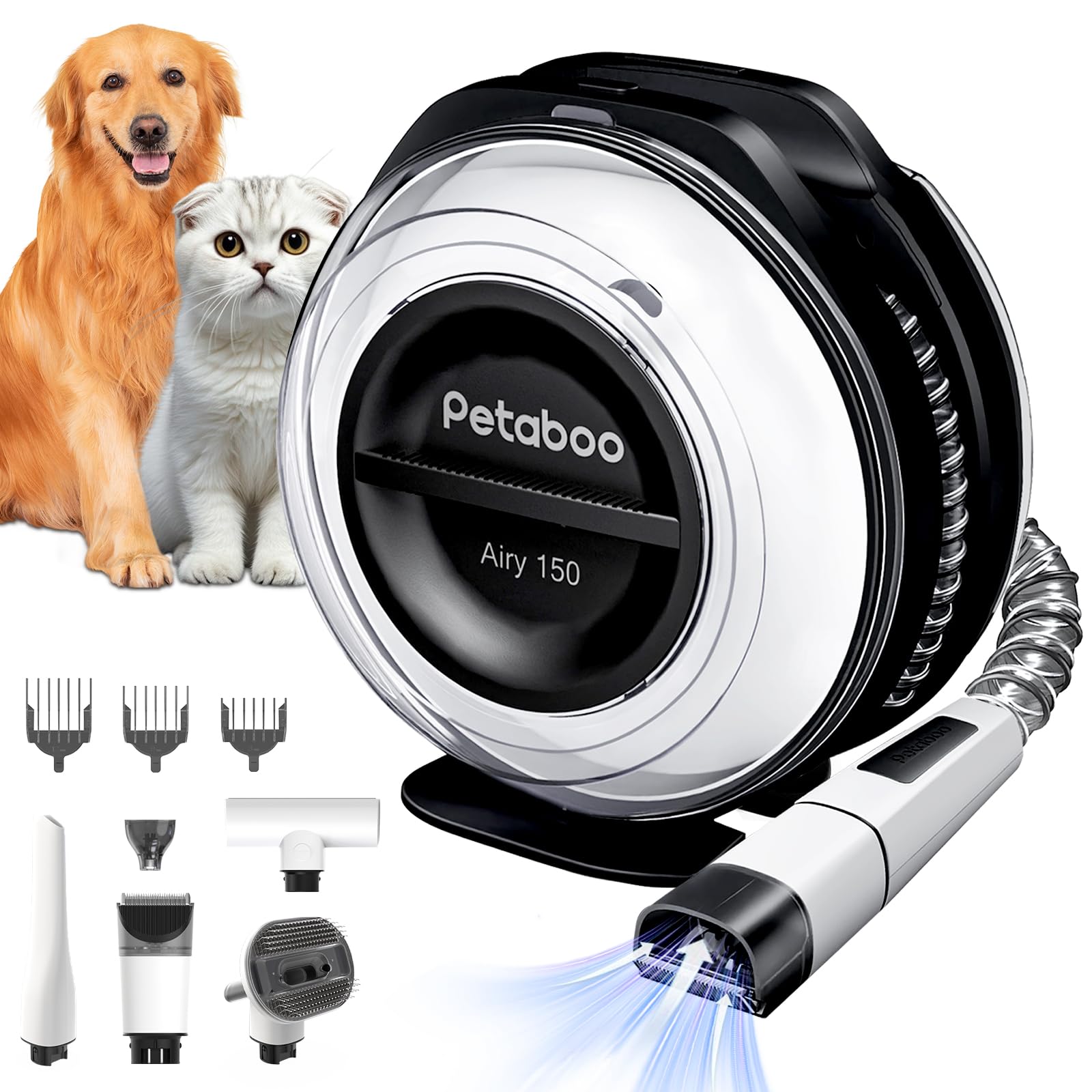 Petaboo 犬 猫 ペット用バリカン 5 in 1 グルーミング掃除機 コードレス 自動吸引機能 電動バリカン ブラシ付属 業務用対応｜湖南オンライン