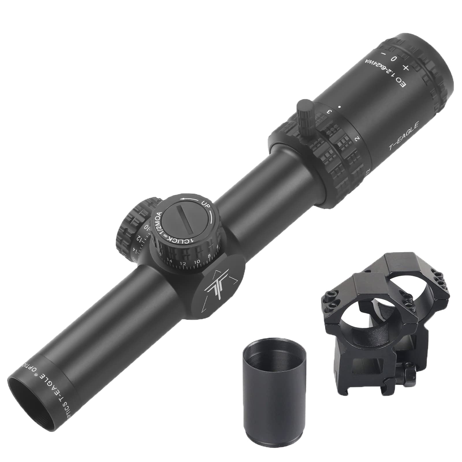 T-EAGLE ライフルスコープ EO1.2-6x24WA 可変倍率 ショートスコープ サバゲーゲーム対応 20mmハイマウントリング付属 実銃対応