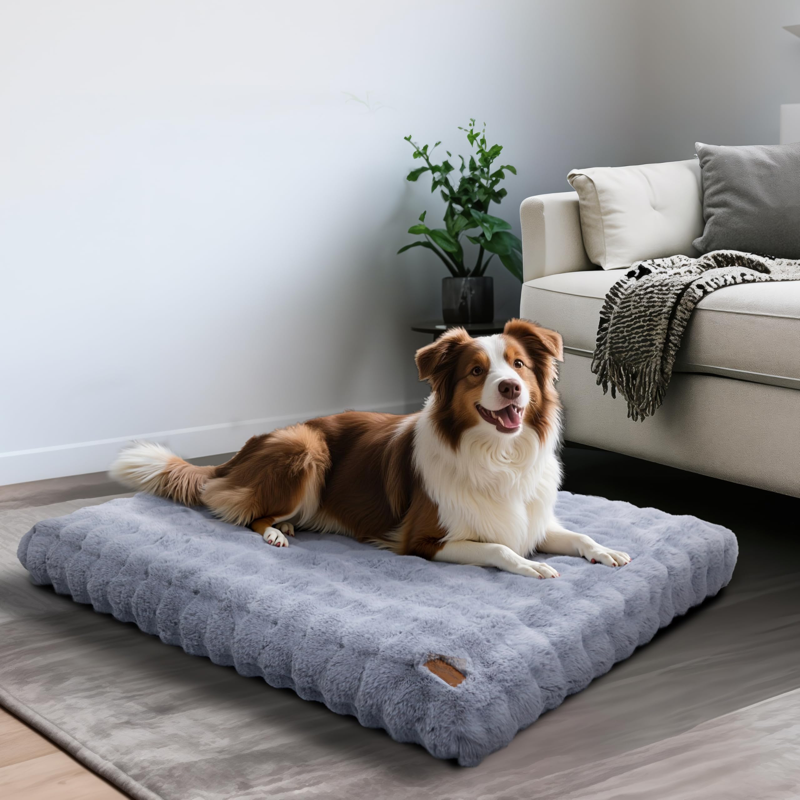BingoPaw 犬用ベッド 大型犬 中型犬 快適 耐久性 通気性 防水 洗える グレー ペットベッド クッション 冬 噛んでも破れない マット 通年
