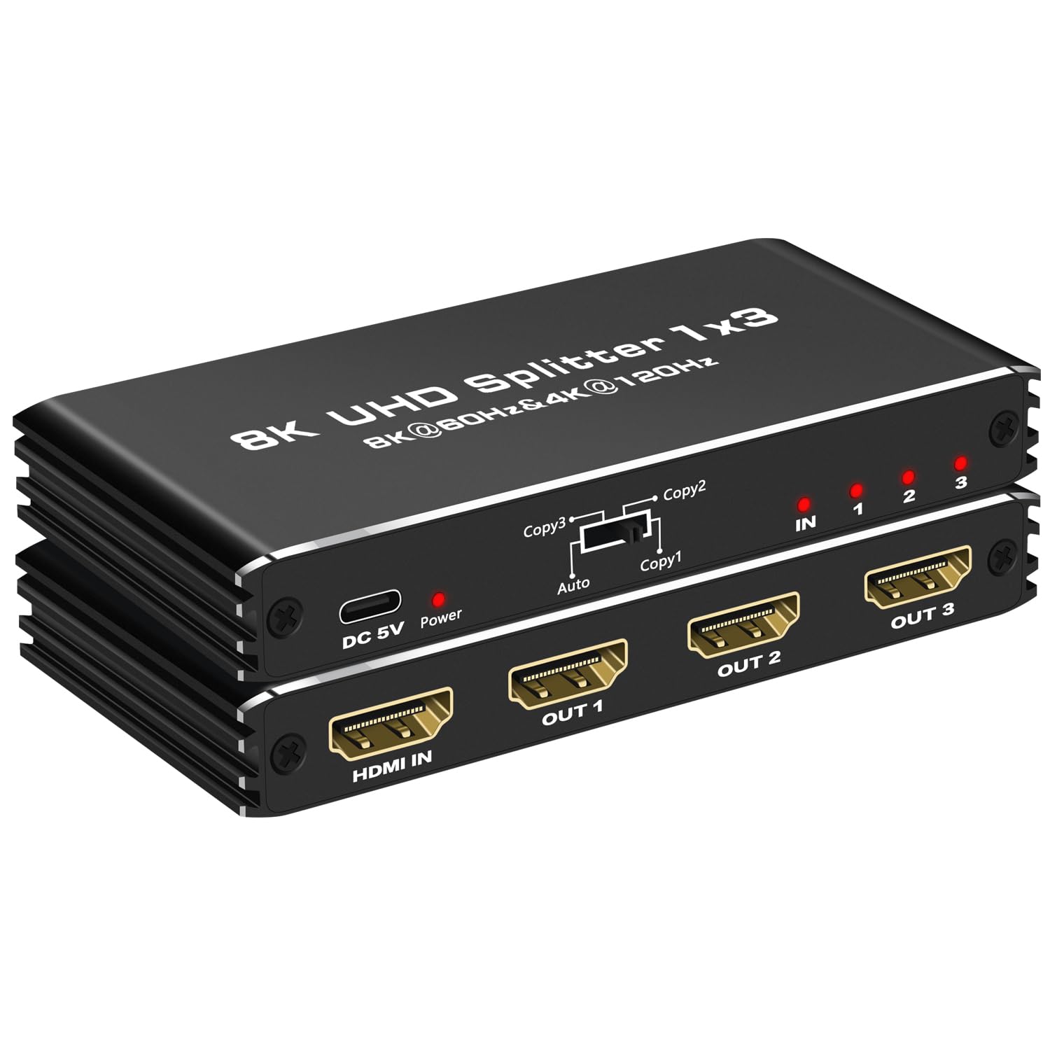 HDMI2.1分配器 1入力3出力 8K@60Hz HDMIスプリッター 3画面同時出力 3D/HDR映像出力HDM I 2.1 HDCP 2.3 EDID設定 48 Gbps Dolby Atmos 7.1ch HDTV/STB/DVD/PC/b-0-x