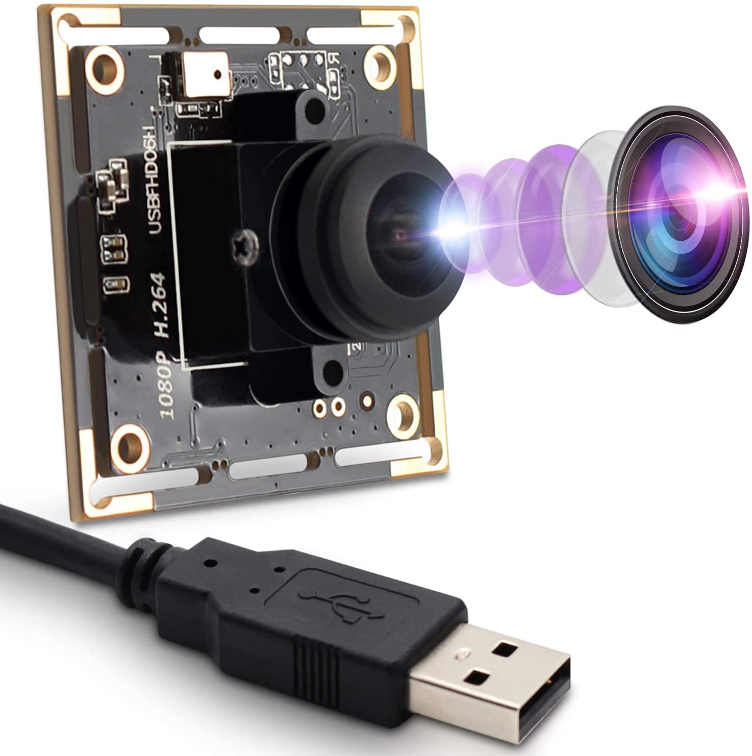 楽天市場】ELP 60fps 3Dステレオ同期USBカメラモジュール4MP 85度歪み