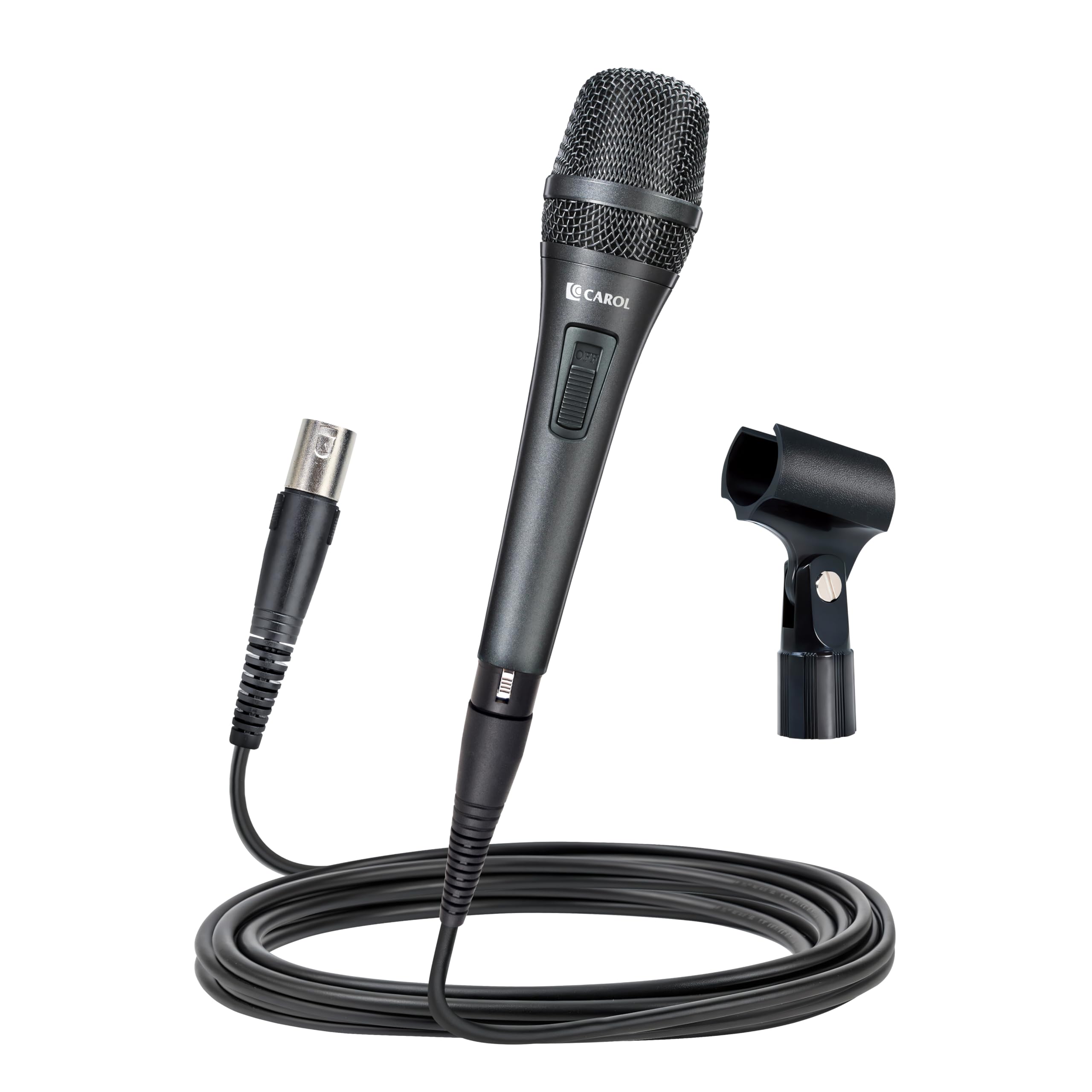 CAROL AC-910S プロ仕様ボーカルマイク XLR ダイナミック型 単一指向性 特許AHNCアクティブノイズキャンセル技術搭載 歌唱 カラオケ ステージ スタジオ ライブ配信用 スイッチ付 マイククリップ・4.5m XLRケーブル付属|湖南オンライン