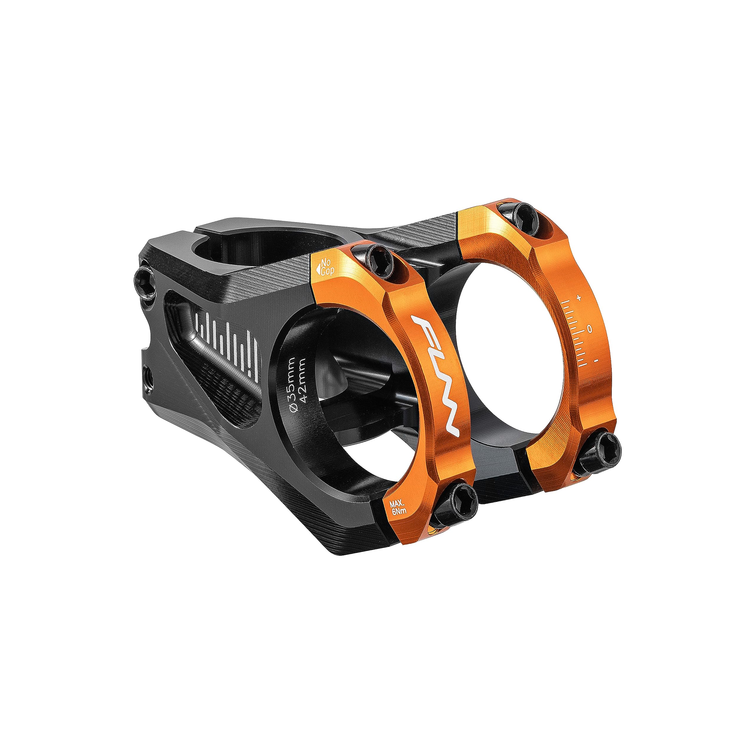 Funn イコライザー (Equalizer) バイクステム - ゼロライズ、長さ42mmのステム、バークランプ35mm付き。マウンテンバイクとBMXバイク用の0度の自転車ステム (オレンジ)