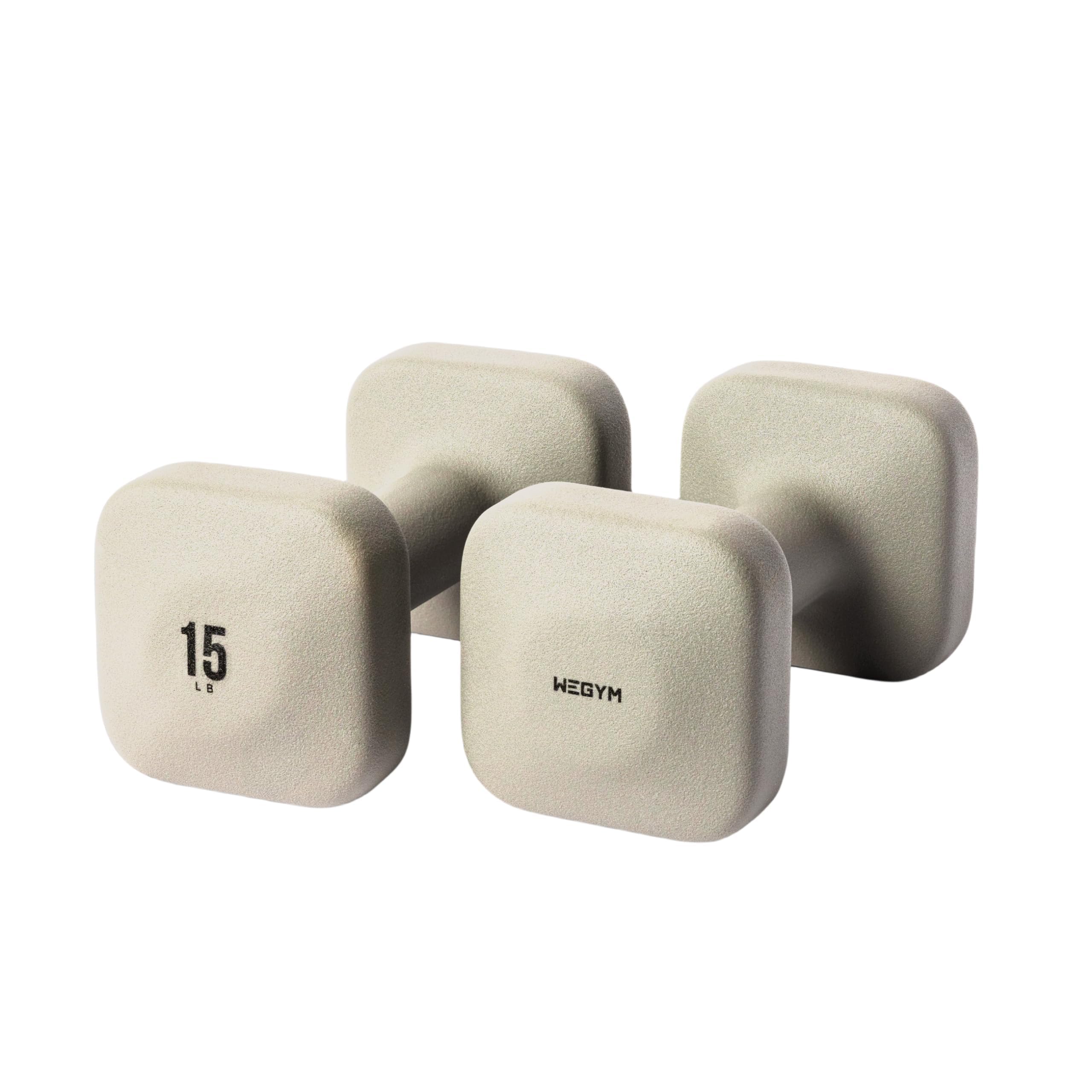 WeGym SafeGrip ダンベル「2個セット 0.9~9.0KG/2~20LB」「エコ材質」ソフトコーティングで [筋力トレーニング 筋トレ シェイプアップ 鉄アレイ 鉄アレー] ダンベルセット 自宅 サンドストーン 15LB/6.8KG｜湖南オンライン