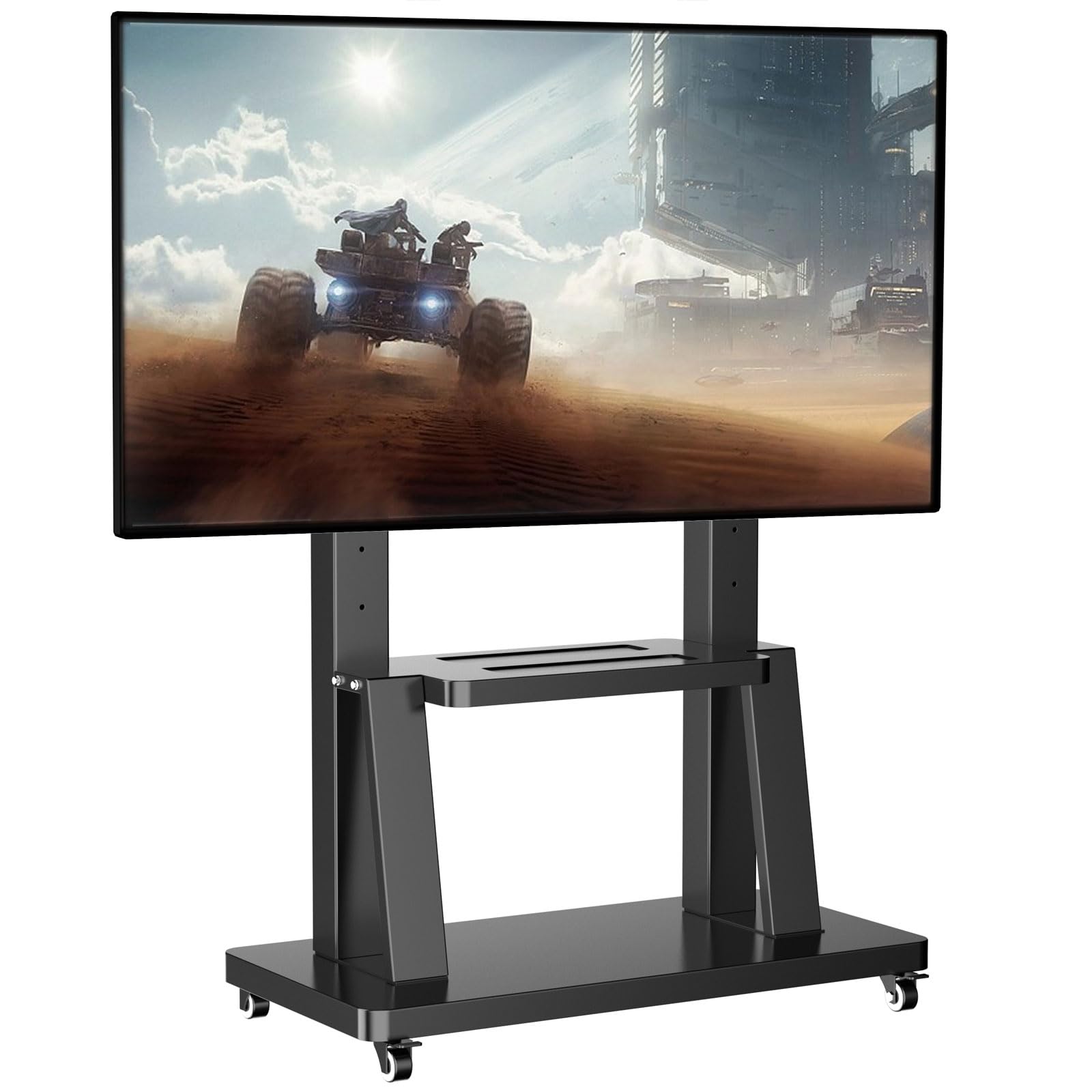 WNJQBY 大型可動式テレビスタンド32-100インチ液晶&モニター対応 壁寄せテレビ台移動式スタンドキャスター付きVESA最大900x600mm,耐荷重80KG 高さ調整可能 棚付き自立型 tvスタンド 50 55 58 60 65 70 75 80 |湖南オンライン