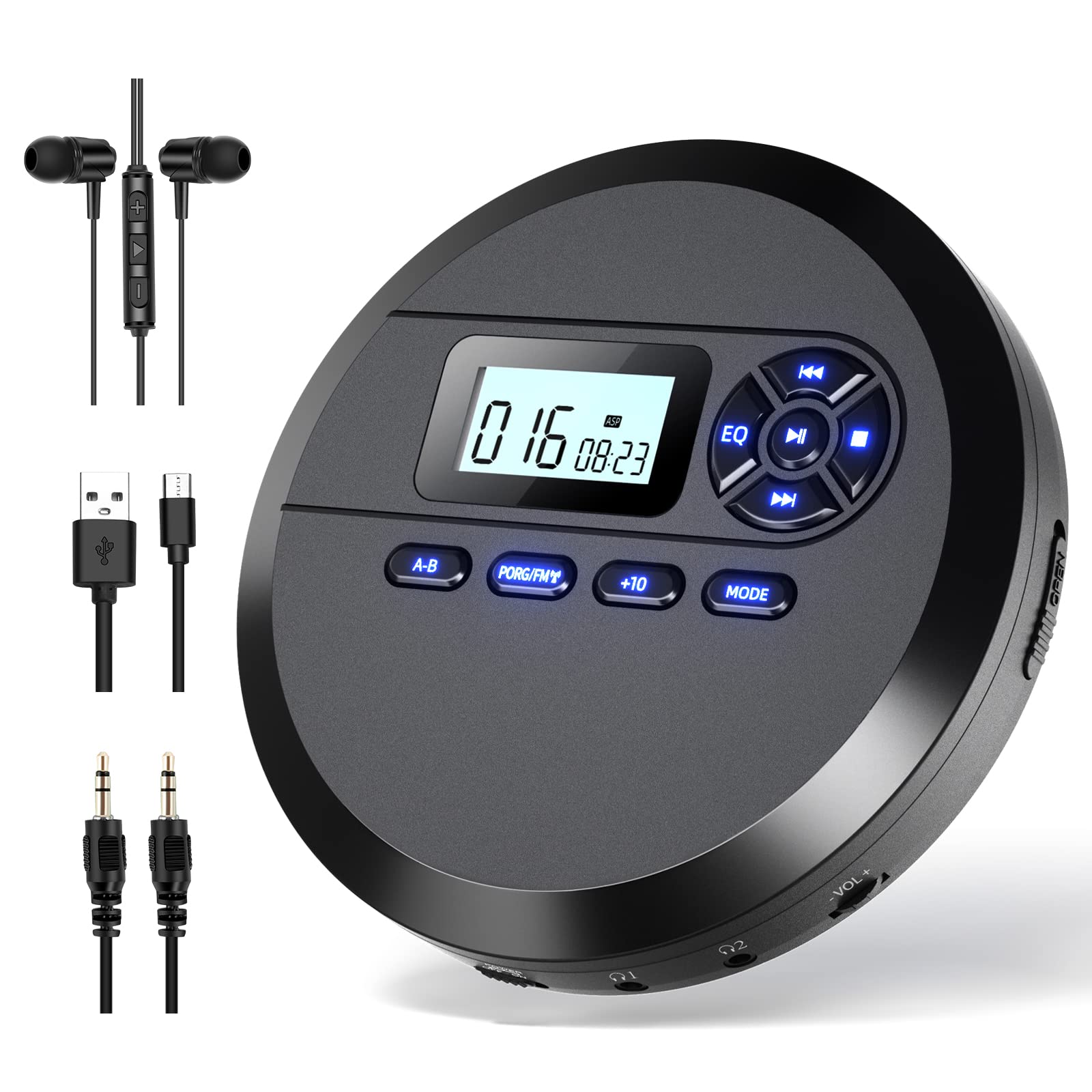 楽天市場】ポータブルCDプレーヤーコンパクトスピーカー内蔵 FM
