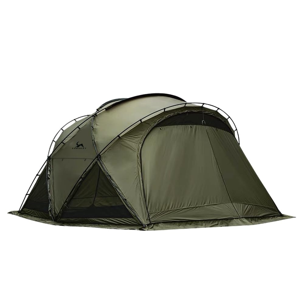 TOMOUNT 大型 シェルターテント 75Dナイロン 軽量 ドームテント 高220CM アルミポール 3~4人用 自立式 アウトドア 【TPUドア + メッシュドア】煙突穴付き 多機能 キャノピー 4シーズン適用 簡単設営 【MOON-XG Ver.2.｜湖南オンライン