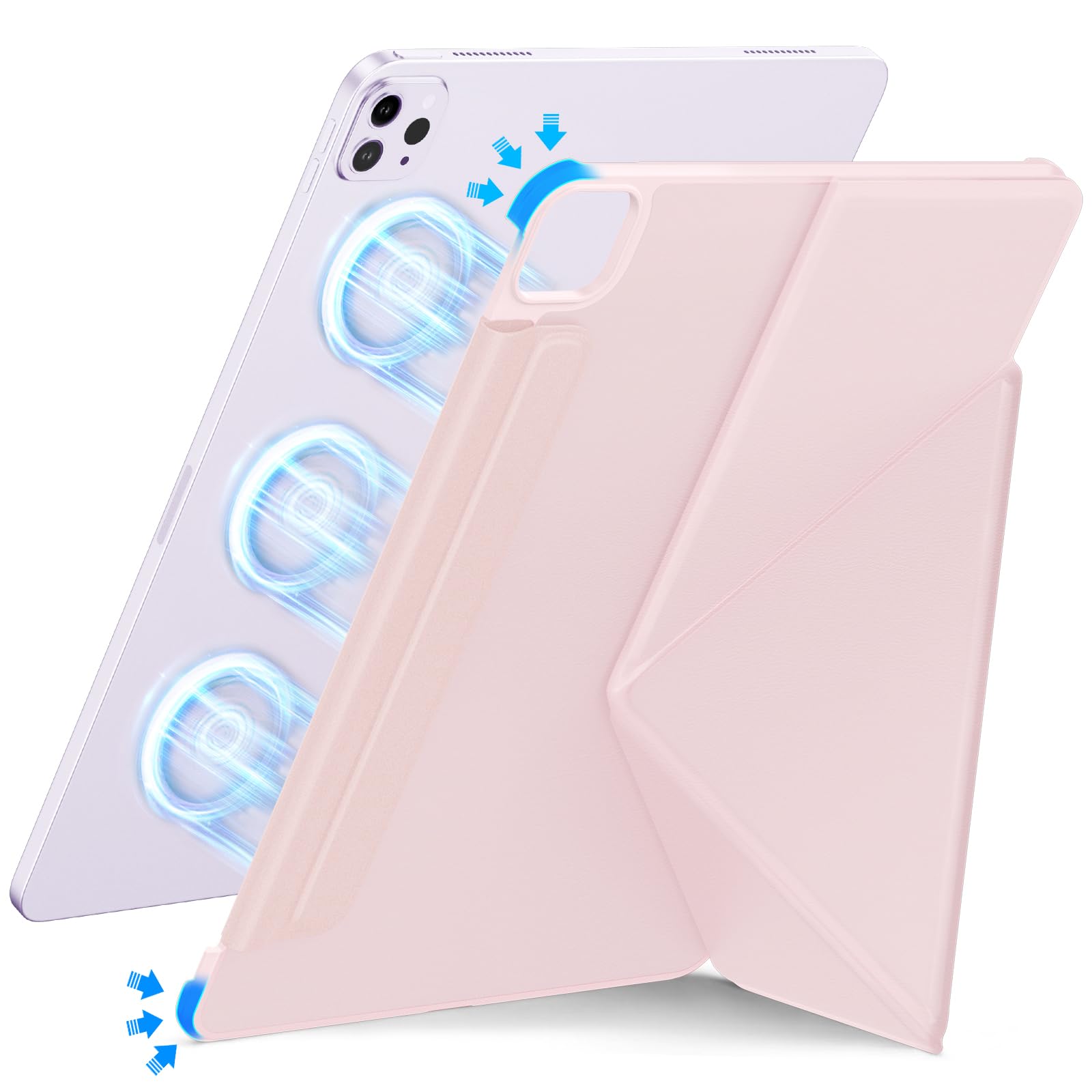 【2025年新登場・エッジ保護・磁気吸着式】HEIGKOIK iPad Air 13インチ ケース (M3/M2、2025/2024) & iPad Pro 12.9インチ 第6/5/4世代(2022/2021/2020) 専用カバー 横置き・縦置き対応