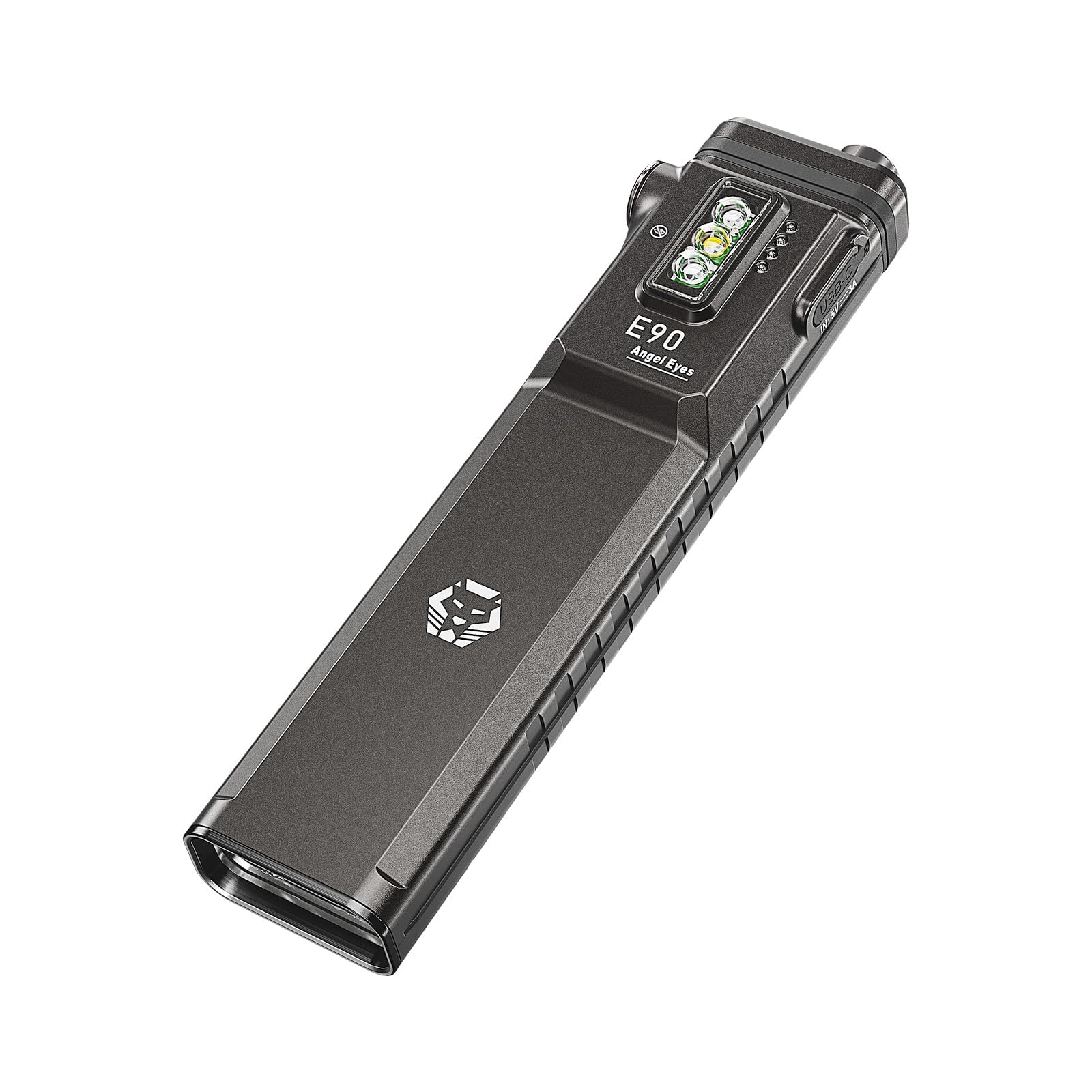 RovyVon E90 EDCフラッシュライト, USB-C充電式フラットフラッシュライト,3500ルーメンの高ルーメンポケット懐中電灯,補助ホワイトレッドサイドライト、取り外し可能な双方向ディープキャリーポケットクリップ、日常の持ち運び/キャンプ/ハイキ