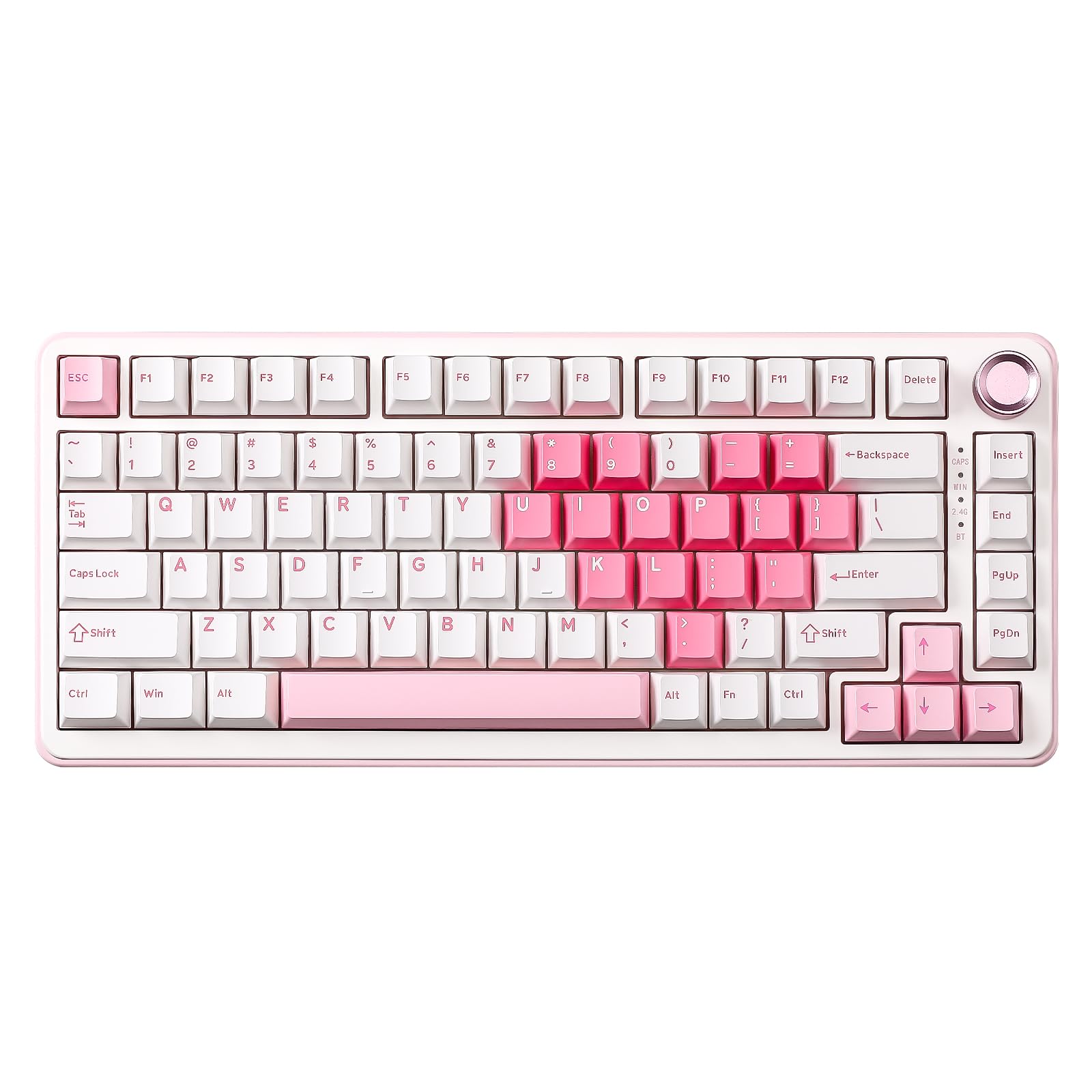YUNZII B75 PRO 75% ガスケットゲーミングキーボード 無線メカニカルキーボード BT/2.4G/有線 ワイヤレス ホットスワップ 搭載 RGB ノブ付きカスタムキーボード Mac/Win用 技適認証取得 (ホワイト, ココアクリームV2スイ｜湖南オンライン