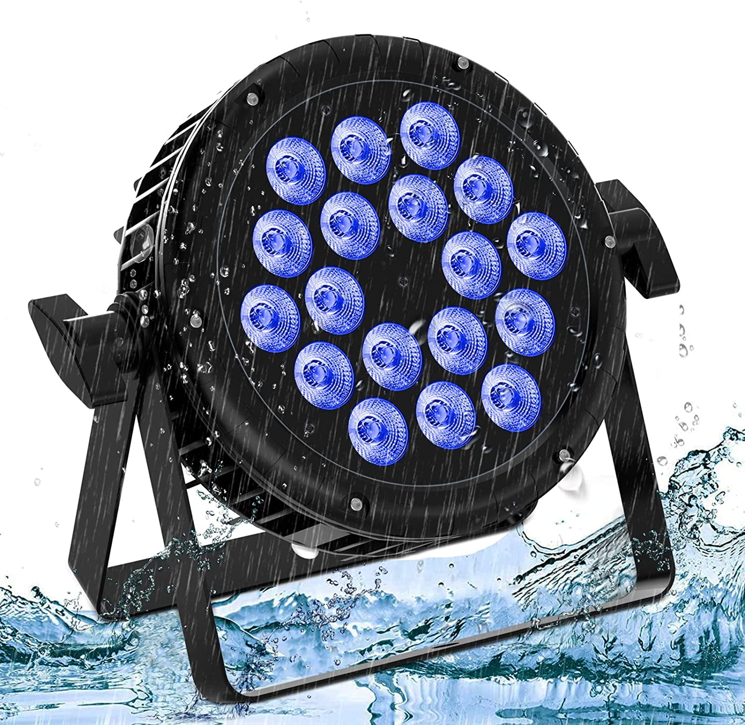 U`King 18x10W 防水ステージライト IP65 パーティーライト DMX512 RGBW 4-in-1 LEDパー 105cm防水電源コードと52cm 4 / 8CH LED スポットライトウェディングパーティー屋外アプリケーション舞台照明に最適