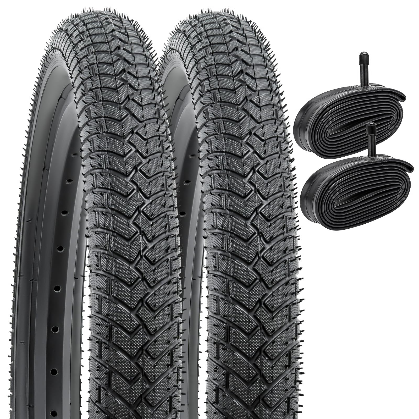 YunSCM 2本セット,16 2.125 タイヤ,16x2.125 自転車タイヤ + チューブ 肉厚 米式バルブ32mm,適用 16インチ 2.125 クロスバイク、マウンテンバイク,Y-125
