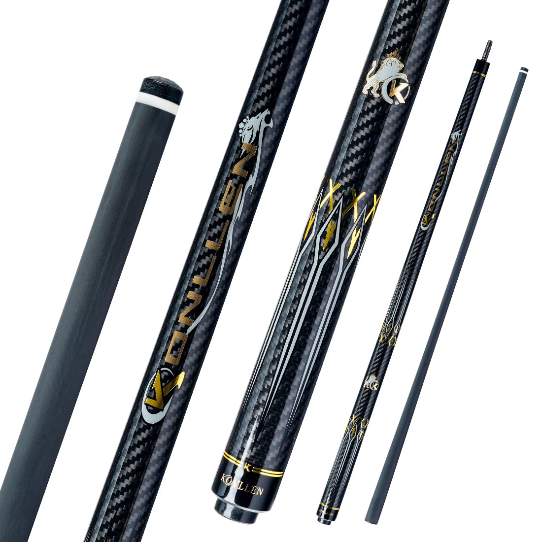 KONLLEN カーボンファイバー プールキュースティック 58インチ プロフェッショナル プールスティック 低たわみ プールキュー 大人用 超スムーズ ビリヤードキュー 12.5mm チップ付き｜湖南オンライン