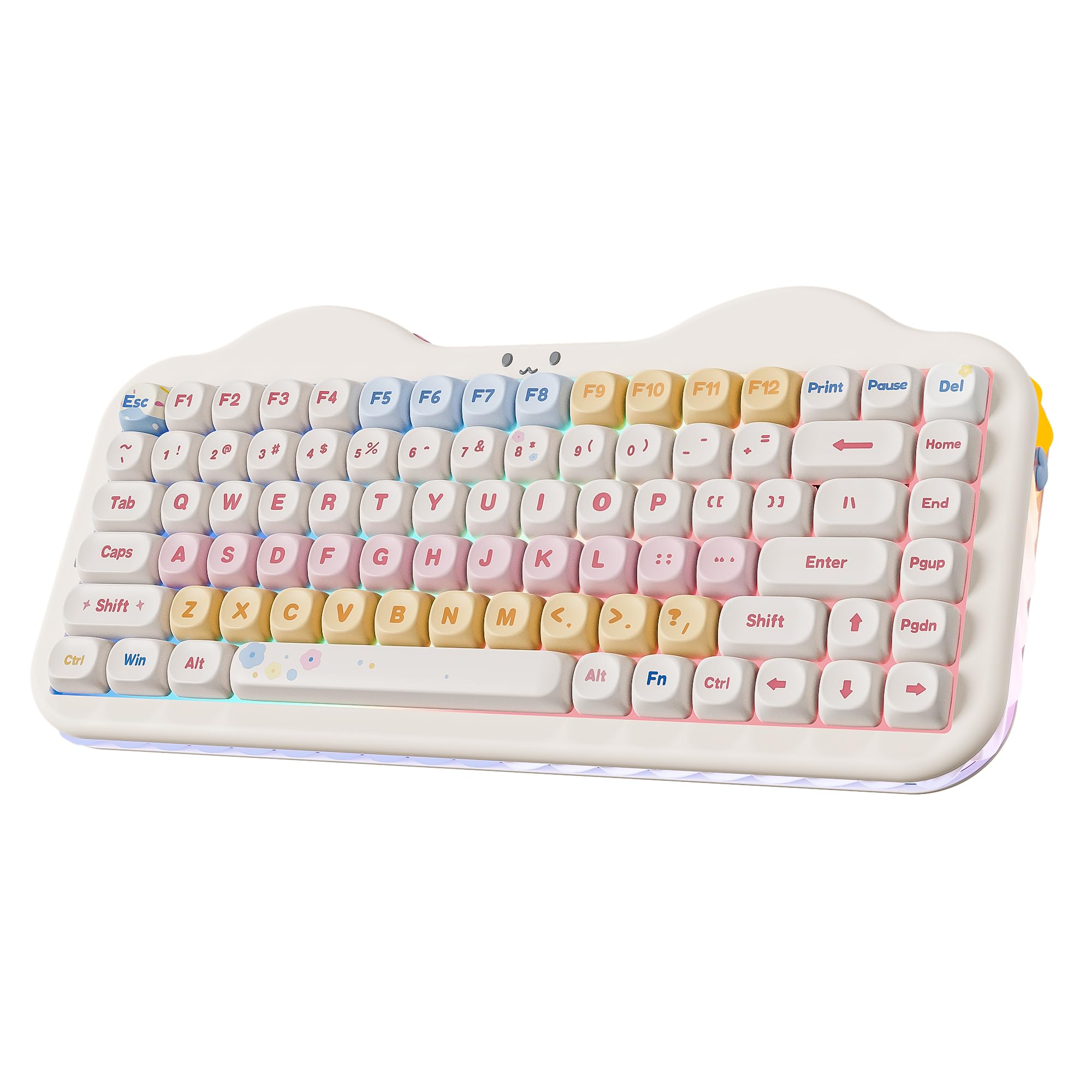 YUNZII C75 ワイヤレス メカニカルキーボード 75%レイアウト ホットスワップ対応 クリーミーキーボード NKRO PBT MOA キーキャップ RGBバックライト ガスケットマウント 可愛いケーキデザイン BT5.0/2.4G/USB-C Wi