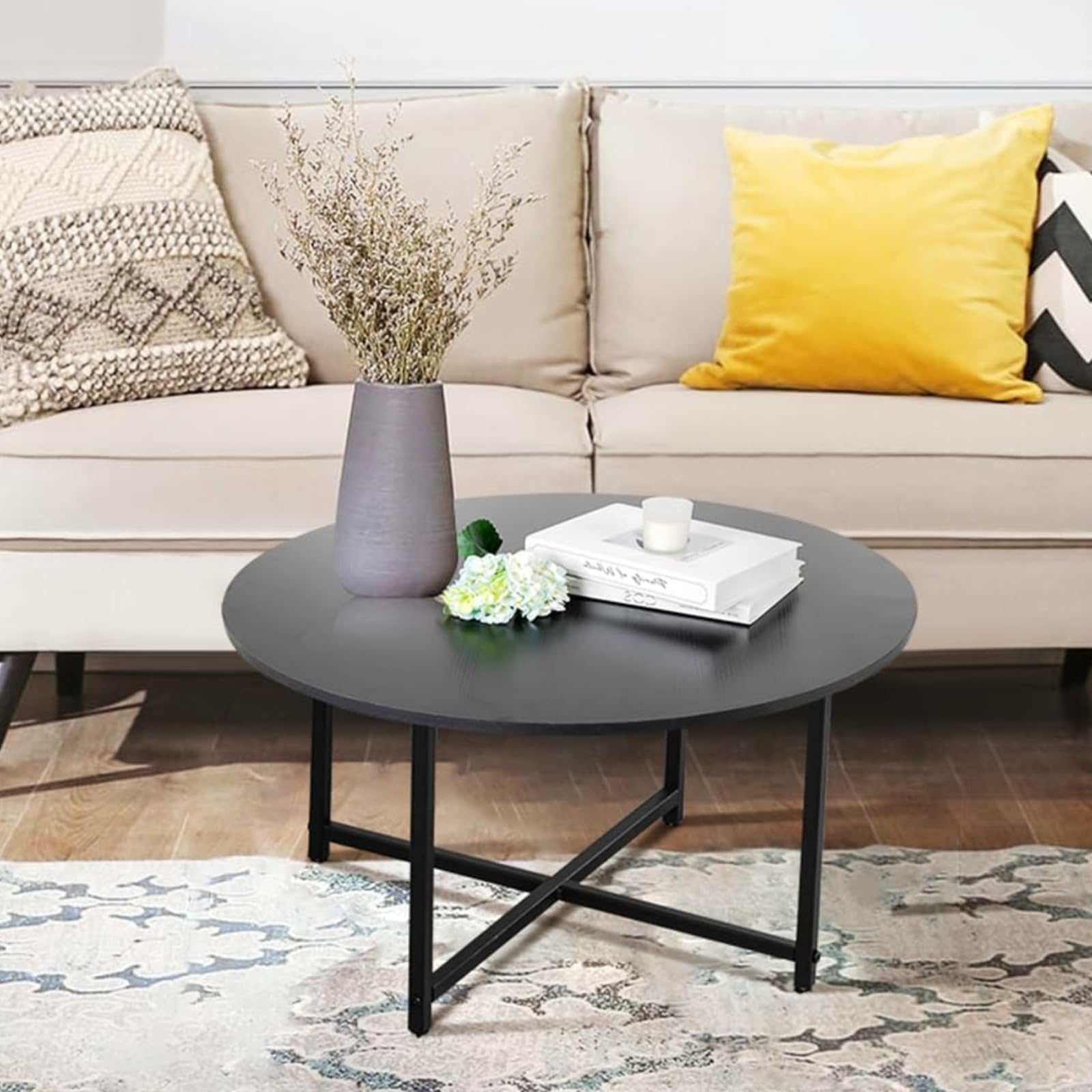 ラスト1点【丸型サイドテーブル】アンティーク風コーヒーテーブル/ハンドメイド Amazon.co.jp: サイドテーブル おしゃれ 北欧 丸型 木製