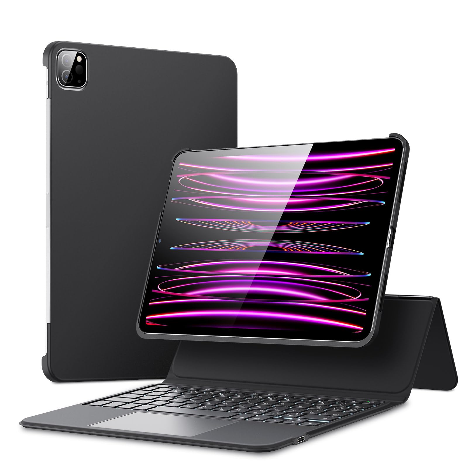 日本語マジックキーボード ESR iPad Pro 12.9 キーボード ケース iPad Pro 12.9インチ（第6/5/4/3世代）対応 フルアジャスタブルスタンド マグネット着脱式ケース フル調整可能 縦置き/横置きスタンドAscendシリーズ ブ