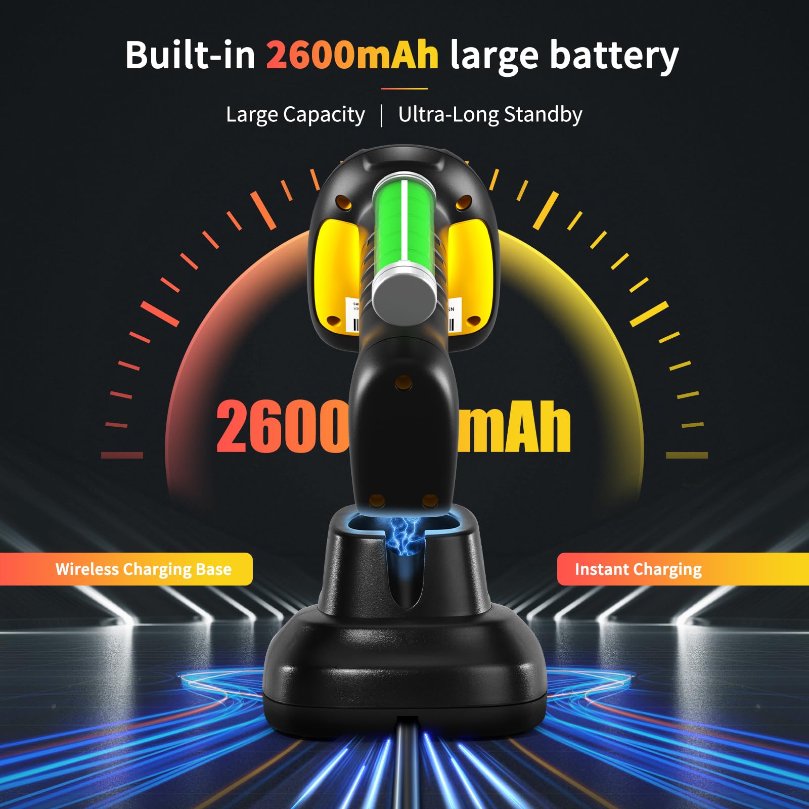 NETUM アップグレード QR 産業用 Bluetooth バーコードスキャナー 充電ドック付き ワイヤレス 2D 1D バーコードリーダー 2500mAh 落下保護 耐衝撃 防塵 ハンズフリー Windows Mac Android iOS用 (NT-|湖南オンライン