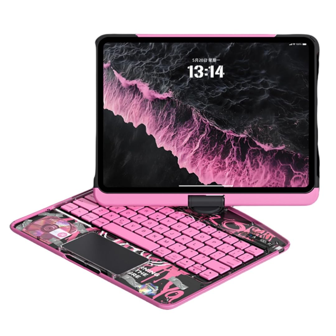 360度回転 2022 iPad 第10世代 10.9インチ キーボードケース 透明 iPad 第11世代 11インチ (A16, 2025) キーボード クリア 7色バックライト付き トラックパッド付き 折りたたみ 多角度対応 多機能 一体型 キーボード|湖南オンライン