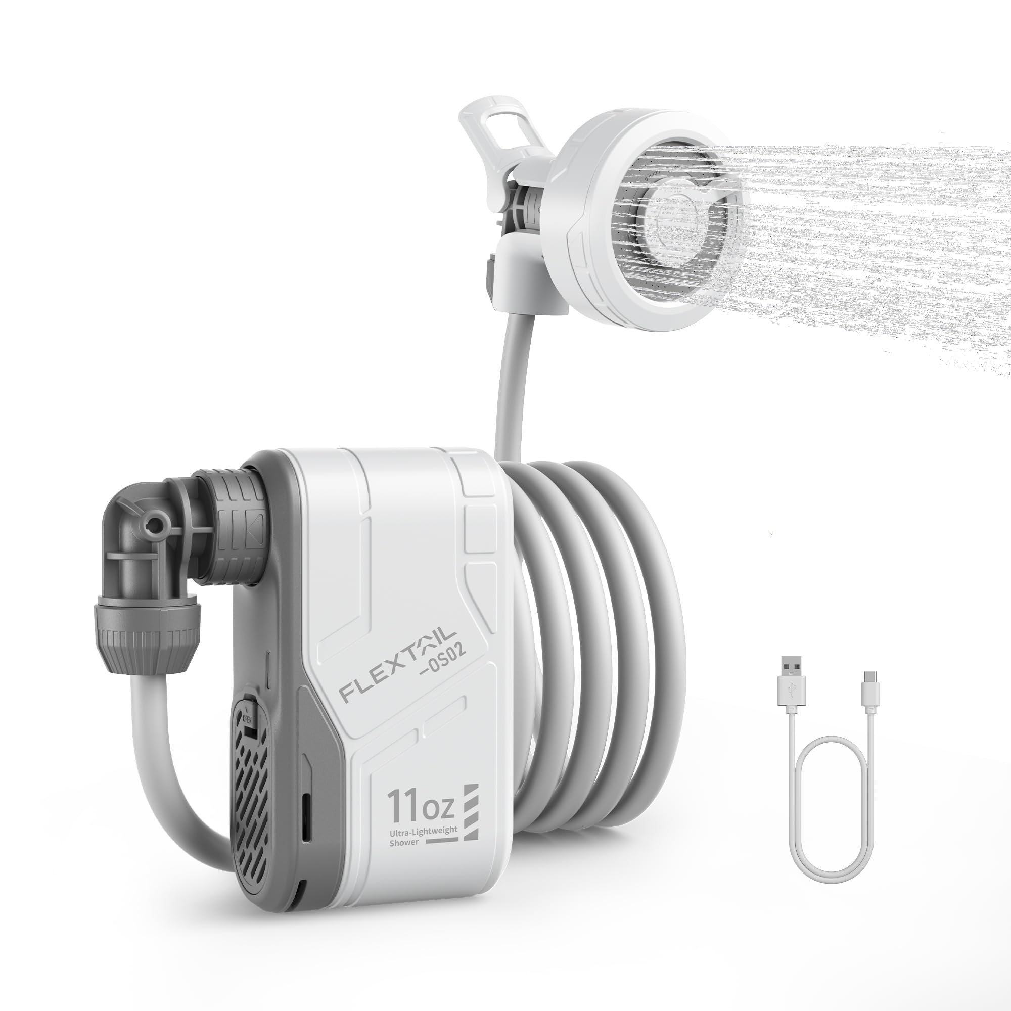 FLEXTAILGEAR MAX SHOWER ポータブルシャワー 簡易シャワー 電動シャワー 携帯シャワー キャンプ シャワー シャワー ポンプ 18.5wh USBーＣ充電式 水流量両段モード 水圧強い 軽量 コンパクト 家庭用 釣り 海水浴 サーフィ