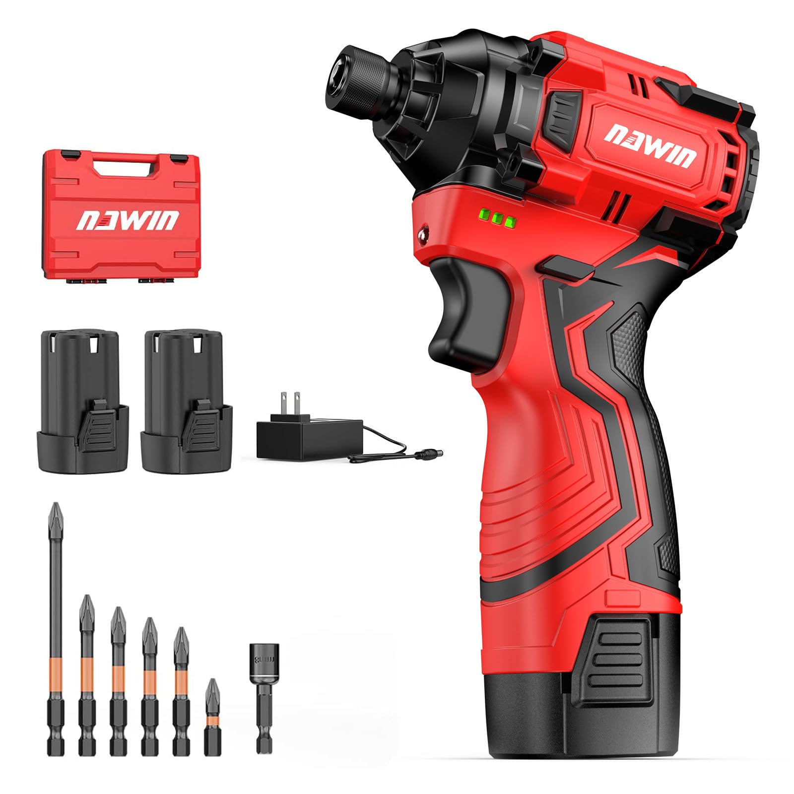 NAWIN ナウィン インパクトドライバー 16.8V 最大トルク140N・m 3モード 高回転 電動インパクトドライバー ブラシレスモーター 無段変速 充電式 DIY 日曜大工 家具の組立て LEDライト付 2.0Ahバッテリー2つ付き (16.8V ミ｜湖南オンライン