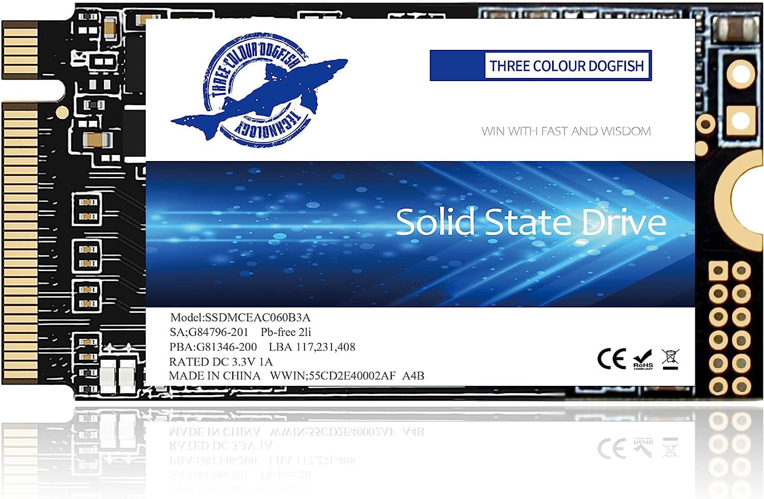 Dogfish M.2 2242 SSD 512GB NVMe PCIe Gen3 x 4内蔵型ソリッド・ステート・ドライブ、3D NAND TLC、ゲーミングSSD、R/W 最大2200MB/秒および1800MB/秒 (M.2 2242 PCIe、512
