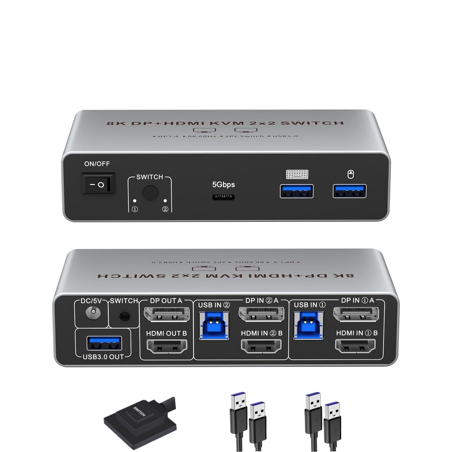 楽天市場】TESmart KVMスイッチ HDMI 2入力2出力 デュアルモニター