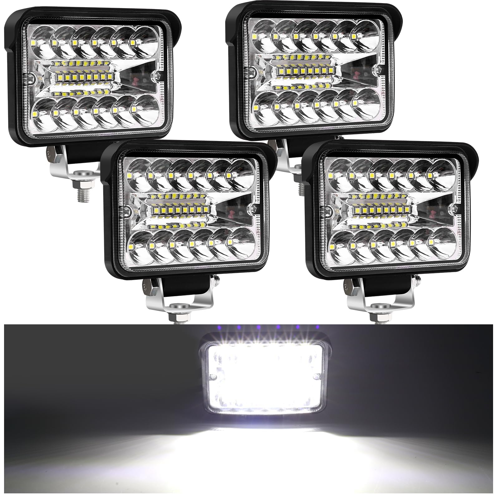 Aoling 作業灯 led 12V24V ワークライト 車 防水 小型 12v led 爆光 作業ライト 照明 補助 前照灯 車外灯 除雪機 作業機械 農業機械 ホワイト 4個|湖南オンライン