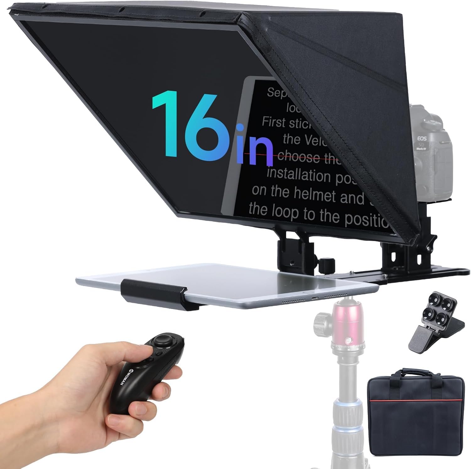 テレプロンプター, Moman MT16 プロンプター 16インチ iPad/Samsungタブレット対応 プロンプター アルミ合金 リモコン付き アプリ操作 一眼レフカメラ/ビデオカメラ用, プロンプター-Teleprompter-タブレット対応-テレプ|湖南オンライン
