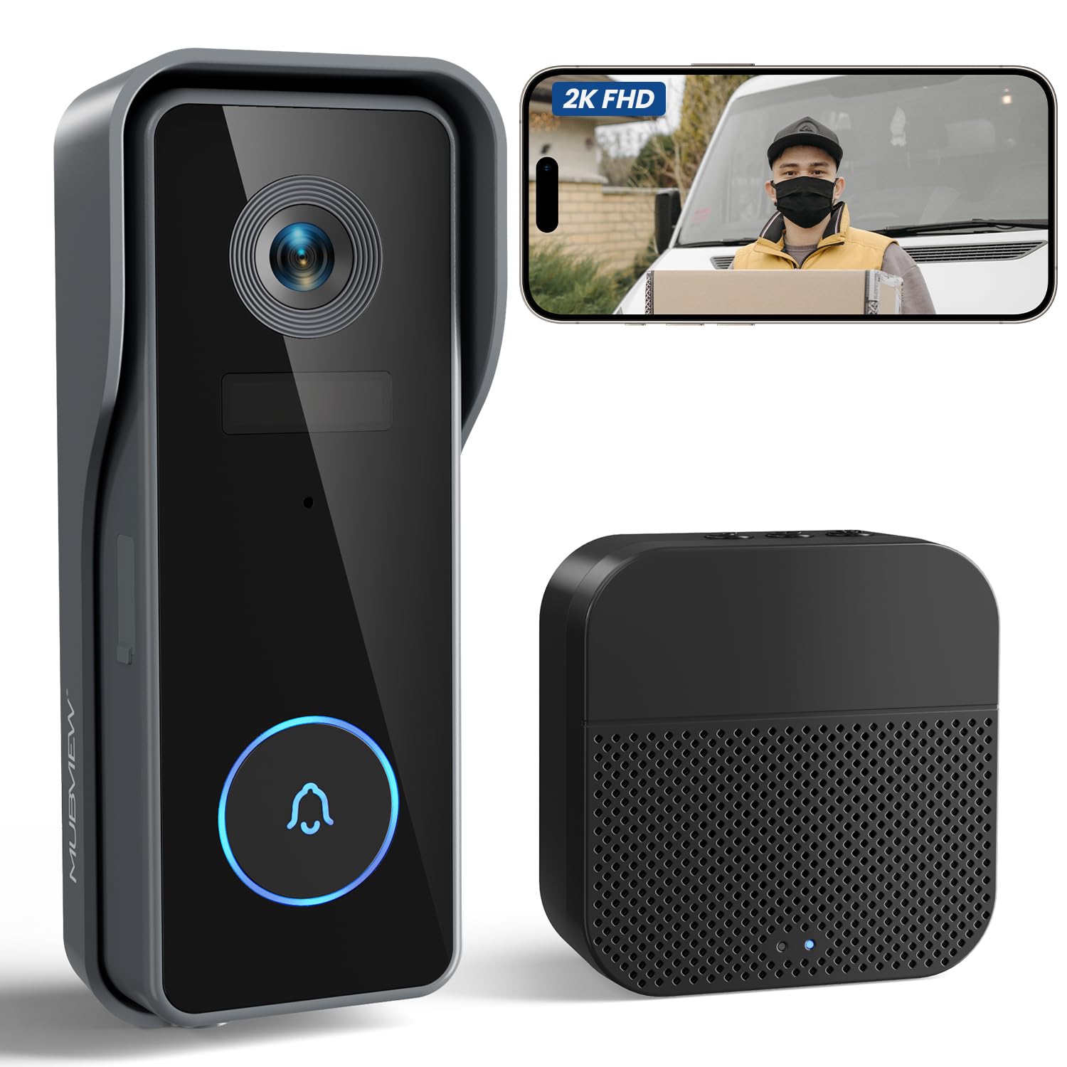 【2024年 盗難防止機能 300万画素】 インターホン ワイヤレス 工事不要 ドアホン スマホ連動 Wi-Fi搭載 来客応答 動き検知 音声通話 遠隔監視 IP65防塵防水 室内チャイム付き Alexa対応 大容量バッテリー 充電式 防犯カメラ兼用 録画