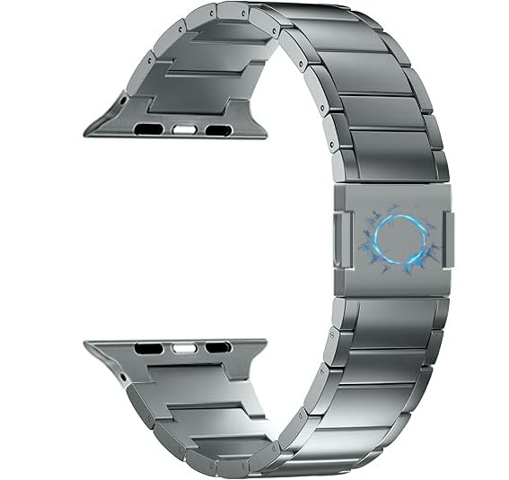 [MaKTech] チタニウムバンド Apple Watch用 - メタルストラップブレスレット（マグネットクラスプ付き）、Apple Watch 11/10/9/8/7,SE 3/2/1 [2025] 対応 (42mm/41mm/40mm,スペースグレイ