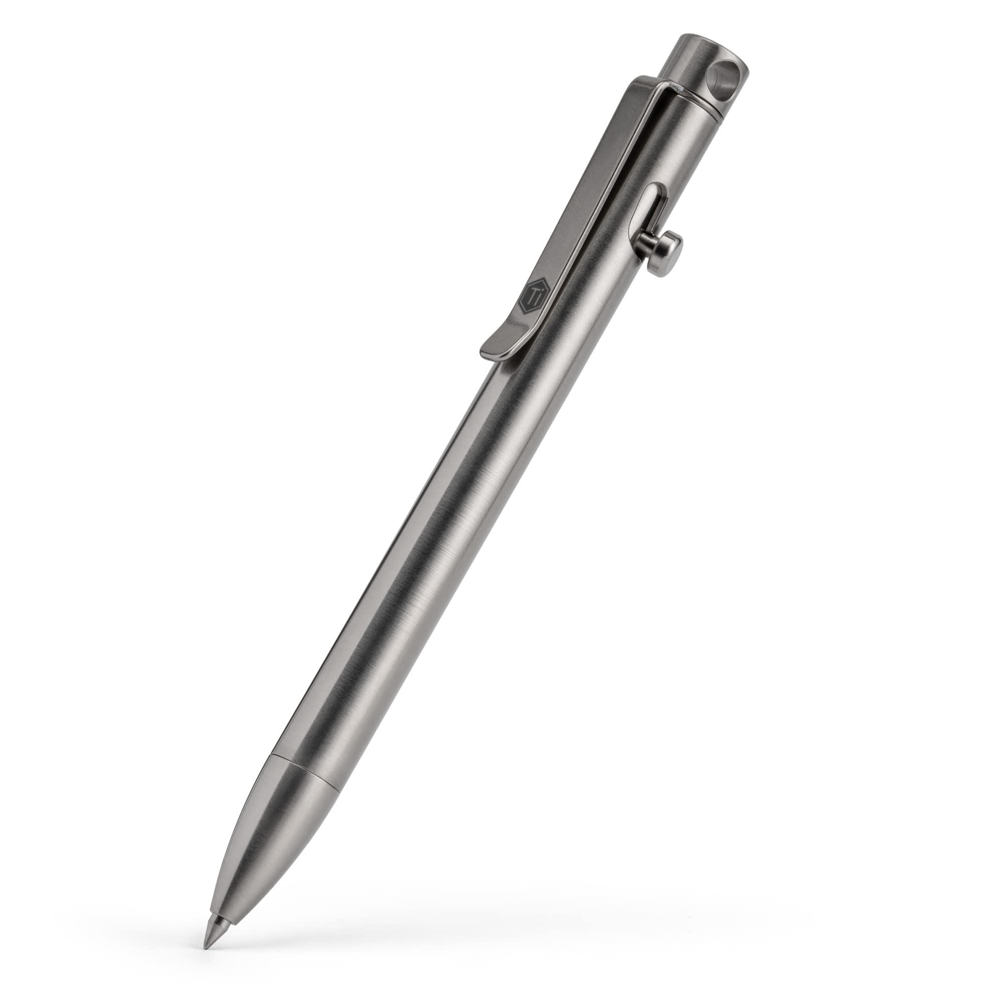 KeyUnity KP01 ボルト アクション ペン クリップ付き チタン合金 EDC ポケット ペン 格納式 メタル ボールペン 毎日持ち運び用 ポリシェド