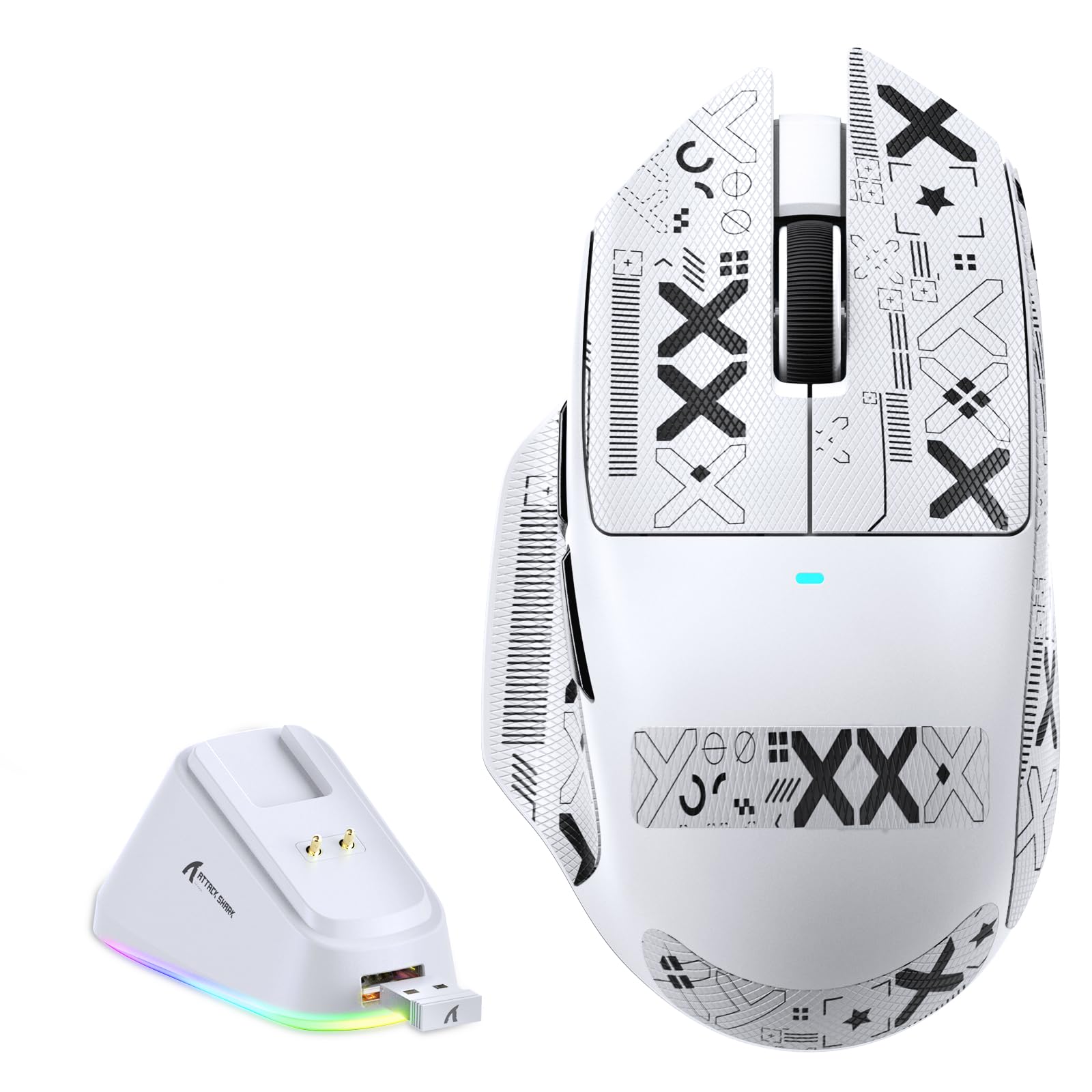 ATTACK SHARK V6 ゲーミングマウス 3モード ワイヤレス Bluetooth/2.4GHz/有線 軽量 65g超軽量 BK52820 高性能チップ搭載 PAW3311光学センサー最大25,000 DPI 40G加速度 磁気充電ドック付属 微動