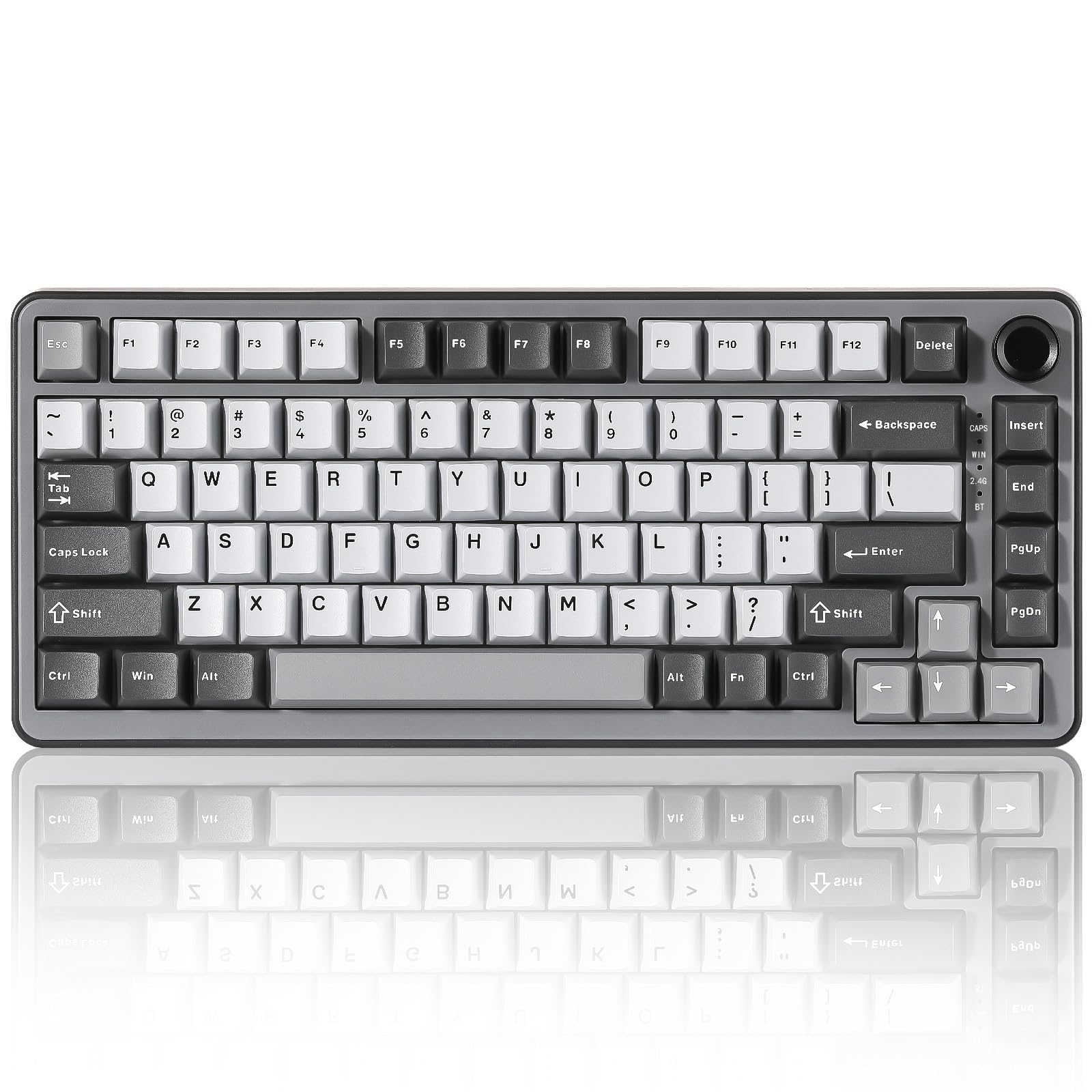 YUNZII B75 PRO 75% ガスケットゲーミングキーボード 無線メカニカルキーボード BT/2.4G/有線 ワイヤレス ホットスワップ 搭載 RGB ノブ付きカスタムキーボード Mac/Win用 技適認証取得 (ダークグレー, ミルクスイッチ)｜湖南オンライン
