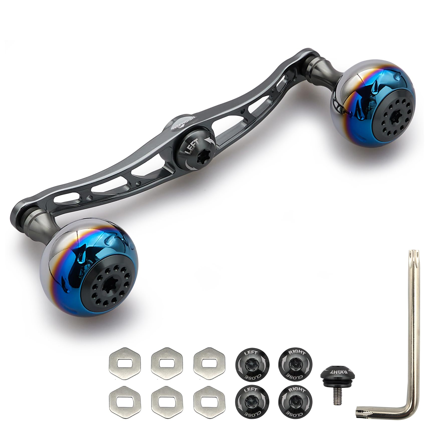 HEIGHTEN 130/120/115mm リール ハンドル シマノ ダイワ アブガルシア 通用 ベイトリール 用 Aurora Series (ダークグレー, 115mm) (0370)