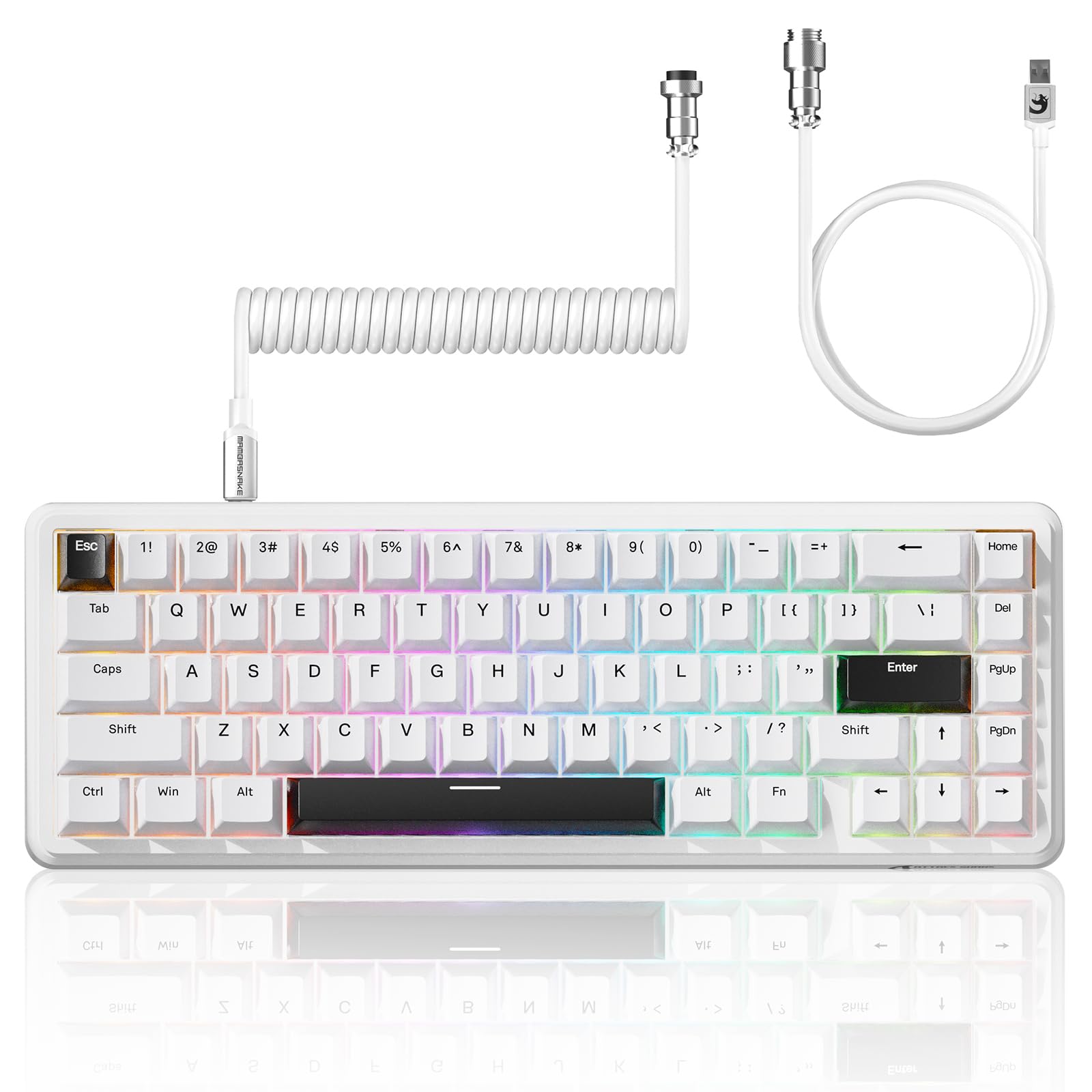 ATTACK SHARK X65 HEラピッドトリガーキーボード、磁気軸、65% 有線ゲーミング キーボード、0.01mm RT精度、0.125msレイテンシー、8Kポーリングレート、0デッドゾーン、snap tap、128Kスキャンレート、QMK ウェブ