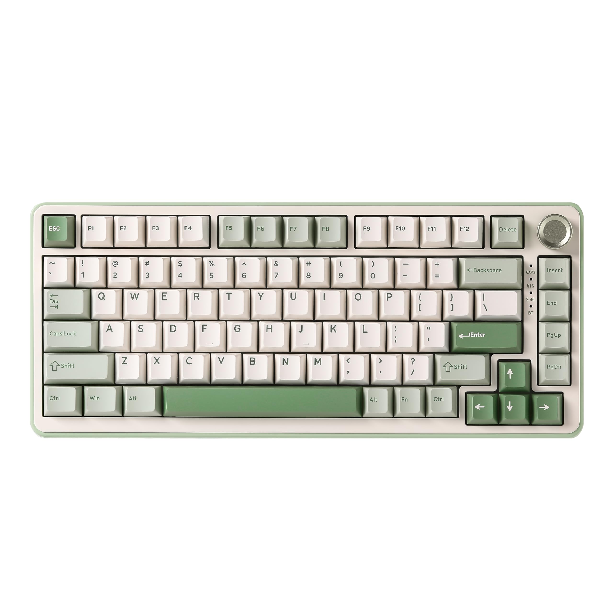 YUNZII B75 PRO 75% ガスケットゲーミングキーボード 無線メカニカルキーボード BT/2.4G/有線 ワイヤレス ホットスワップ 搭載 RGB ノブ付きカスタムキーボード Mac/Win用 技適認証取得 (グリーン, ミルクスイッチ)