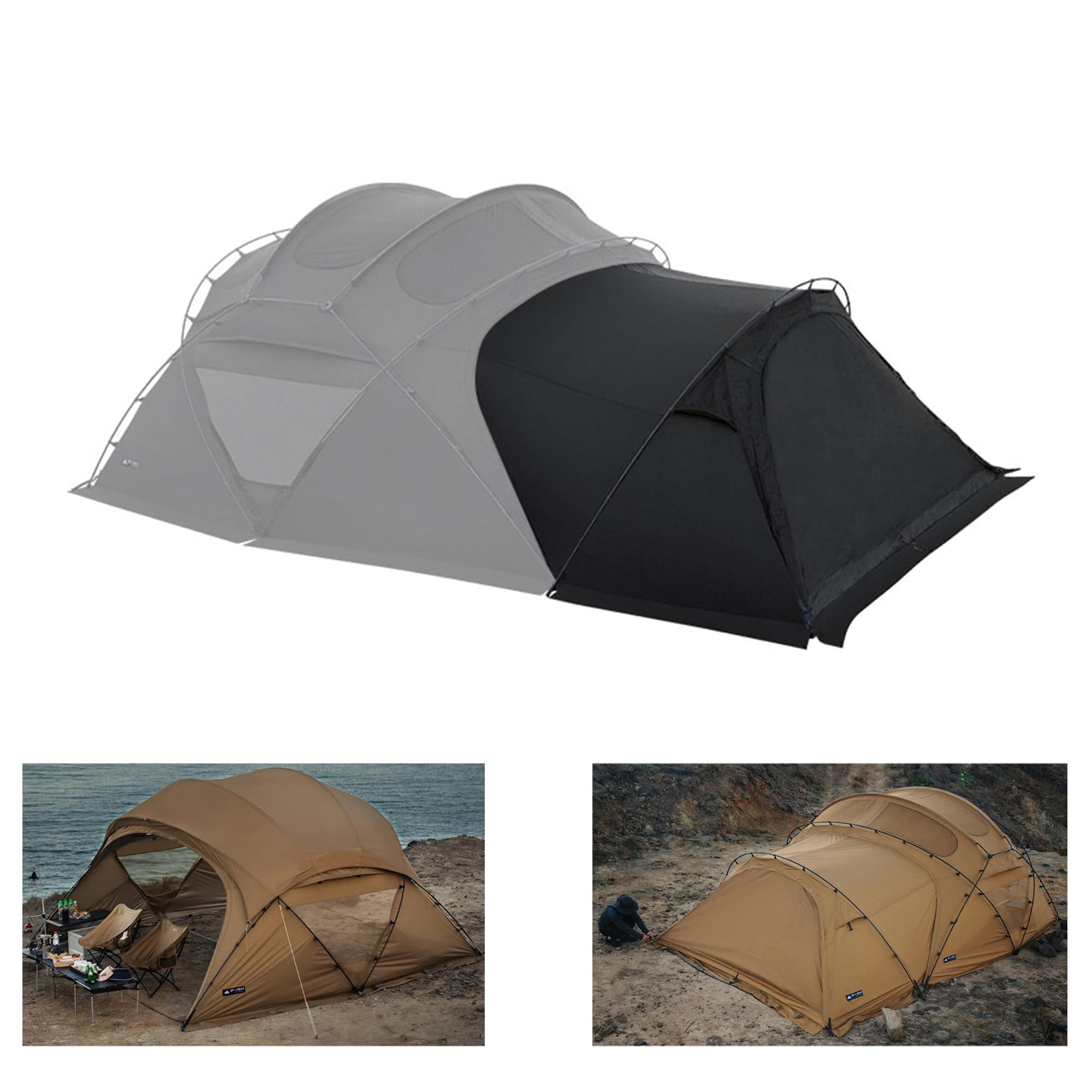 3F UL GEAR JIACHONG16-2.0 トンネルテント 16平方メートル 防水4000+ 通気 大型 2m高さ 70Dナイロン 日除け 六つ天窓 6・10人用 煙突穴付き メッシュ窓 自立構造 安定 防風 遮光 遮熱 薪ストーブ使え シェルター|湖南オンライン