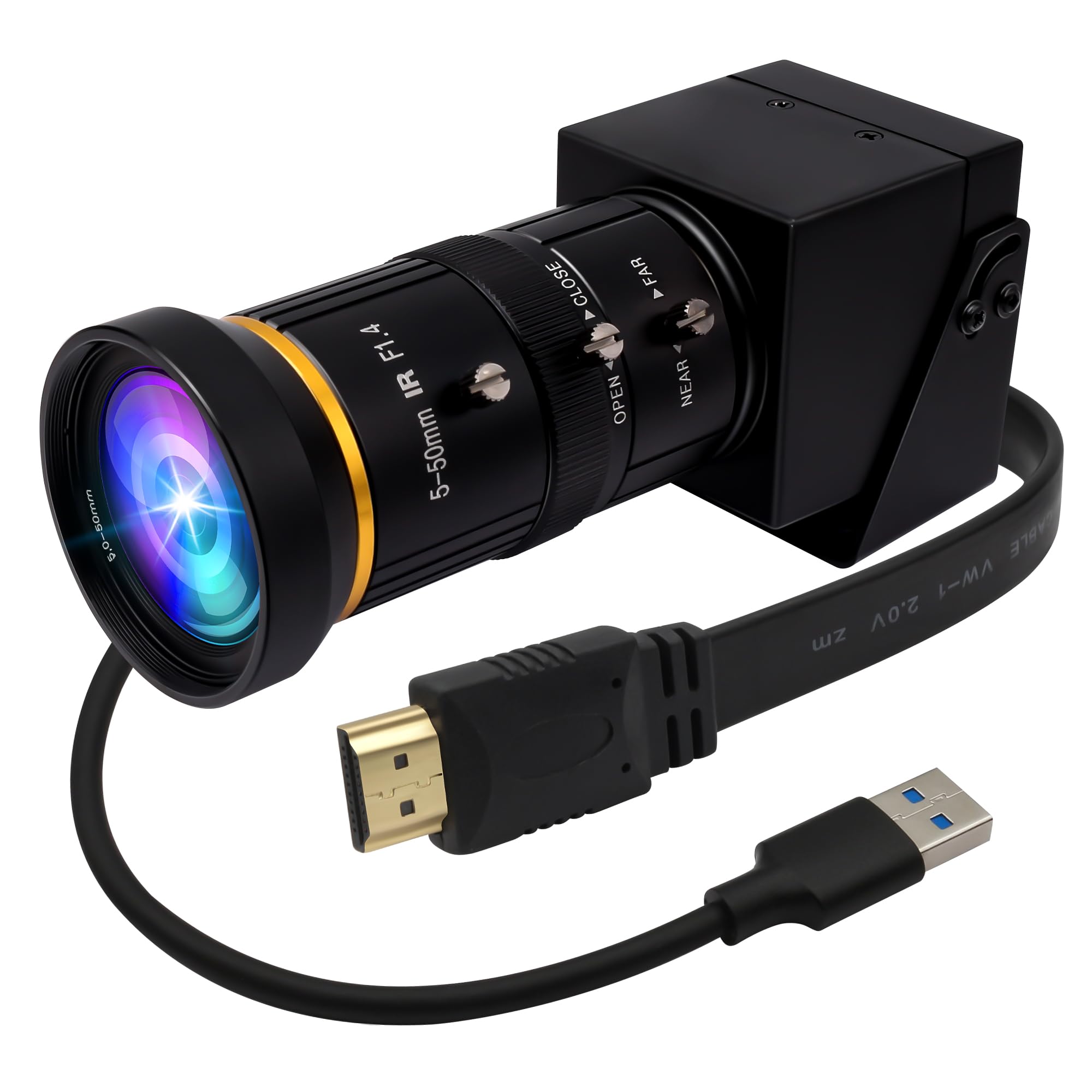ELP 4K 60fps HDMI USBカメラ手動ズームウェブカメラ 4K H.264 USB3.0 可変フォーカス PCカメラミニクローズアップカメラコンピュータ用望遠鏡USBセキュリティカメラ8mp産業用CCTVカメラライブストリーミング用USB監視｜湖南オンライン