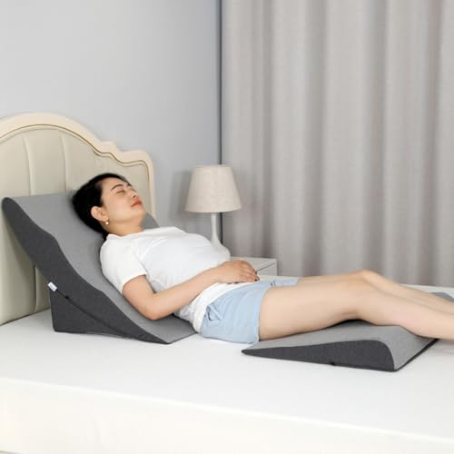 腰枕 腰クッション 背あて ランバーサポート 三角枕／傾斜枕|三角型 就寝用 足上げ 体圧分散 体位変換 高齢者向け テレビ枕/なだらか枕 首・背中・腰サポート 読書用 妊婦用 お年寄り 体にフィット エクストラロング枕ウェッジ (ベーシックモデル＋レッグ｜湖南オンライン