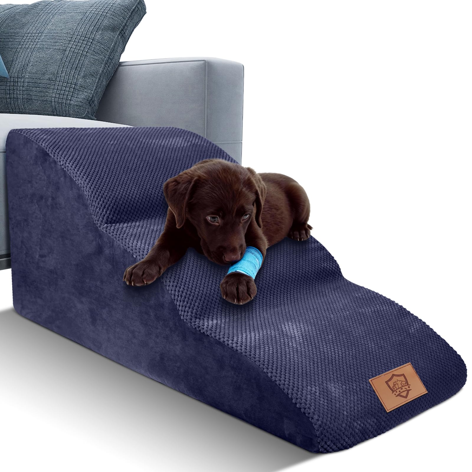 Masthome 犬 階段 犬スロープ階段 ドッグステップ 犬用ステップ 3段プラス 段差解消 ペット用 ステップ 階段 滑り止め 犬用 犬 ステップ 三段踏み台 安全 カバー取り外し可能 ペット用品 小型犬 室内犬 高齢犬 グレー ホワイト ブルー ブラ