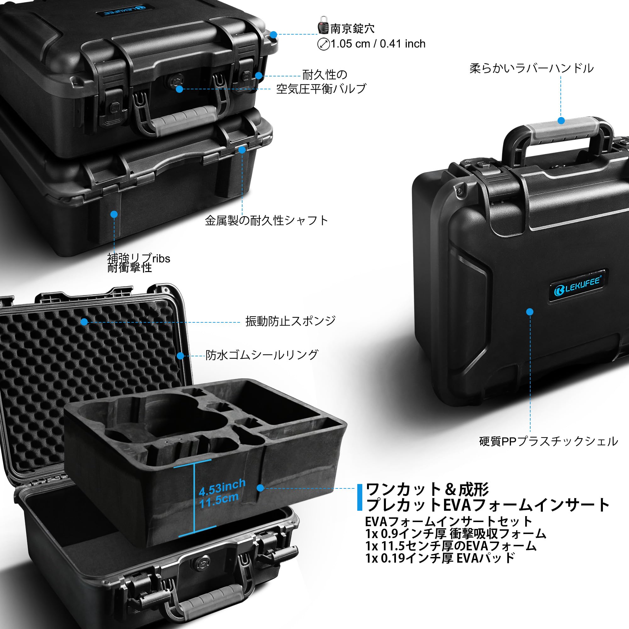 Lekufee 防水ハードキャリングケース DJI Avata 2 ドローン、Fly More Combo、Goggles N3 / 3 / Integra、RC Motion 3 / 2、FPV リモートコントローラー 3 / 2、その他のアクセサリー用