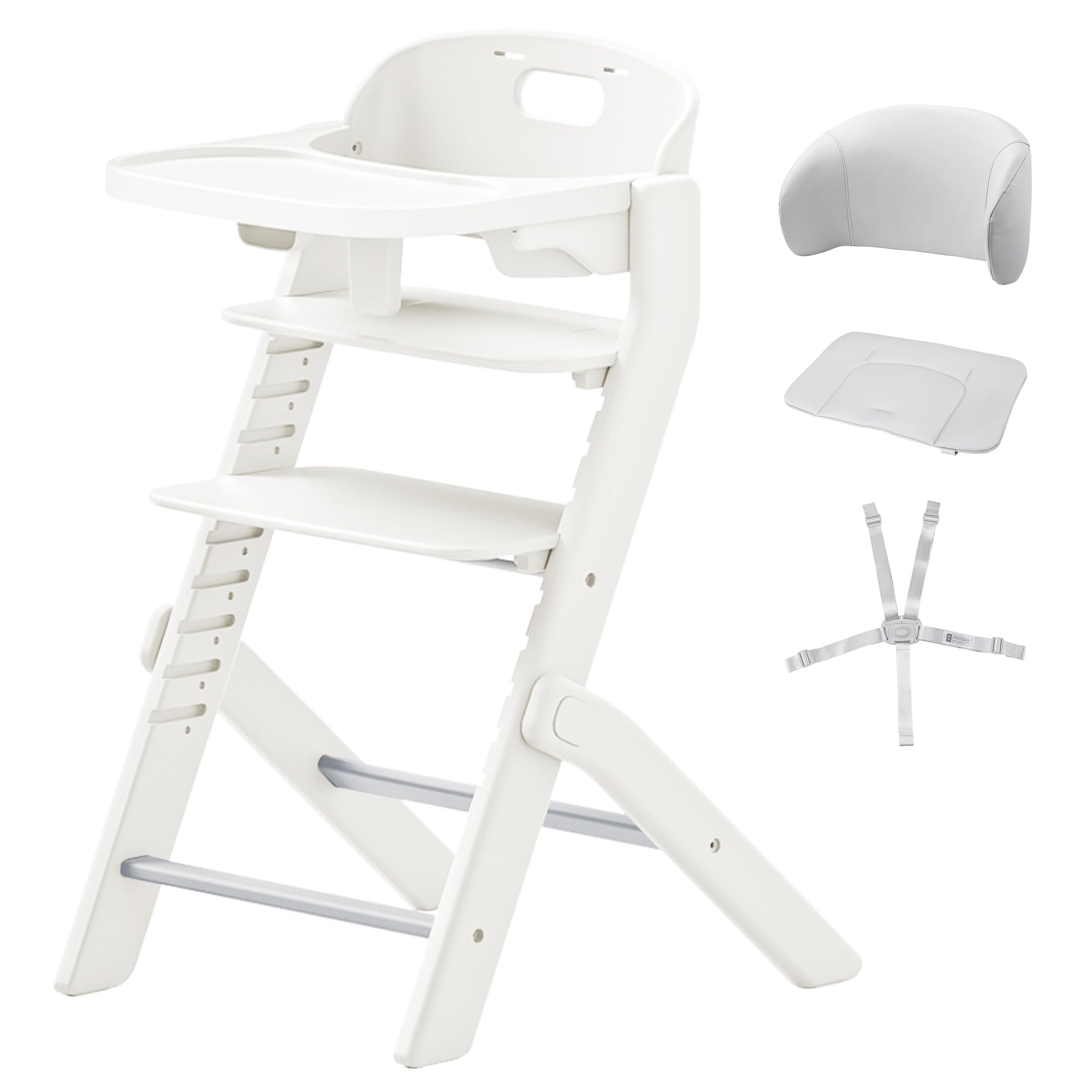 ホワイト ベビーチェア 安全ベルト付き 楽天市場】ベビーハイチェア-MAZOT ベビーチェア 10段階高さ調節 5点式