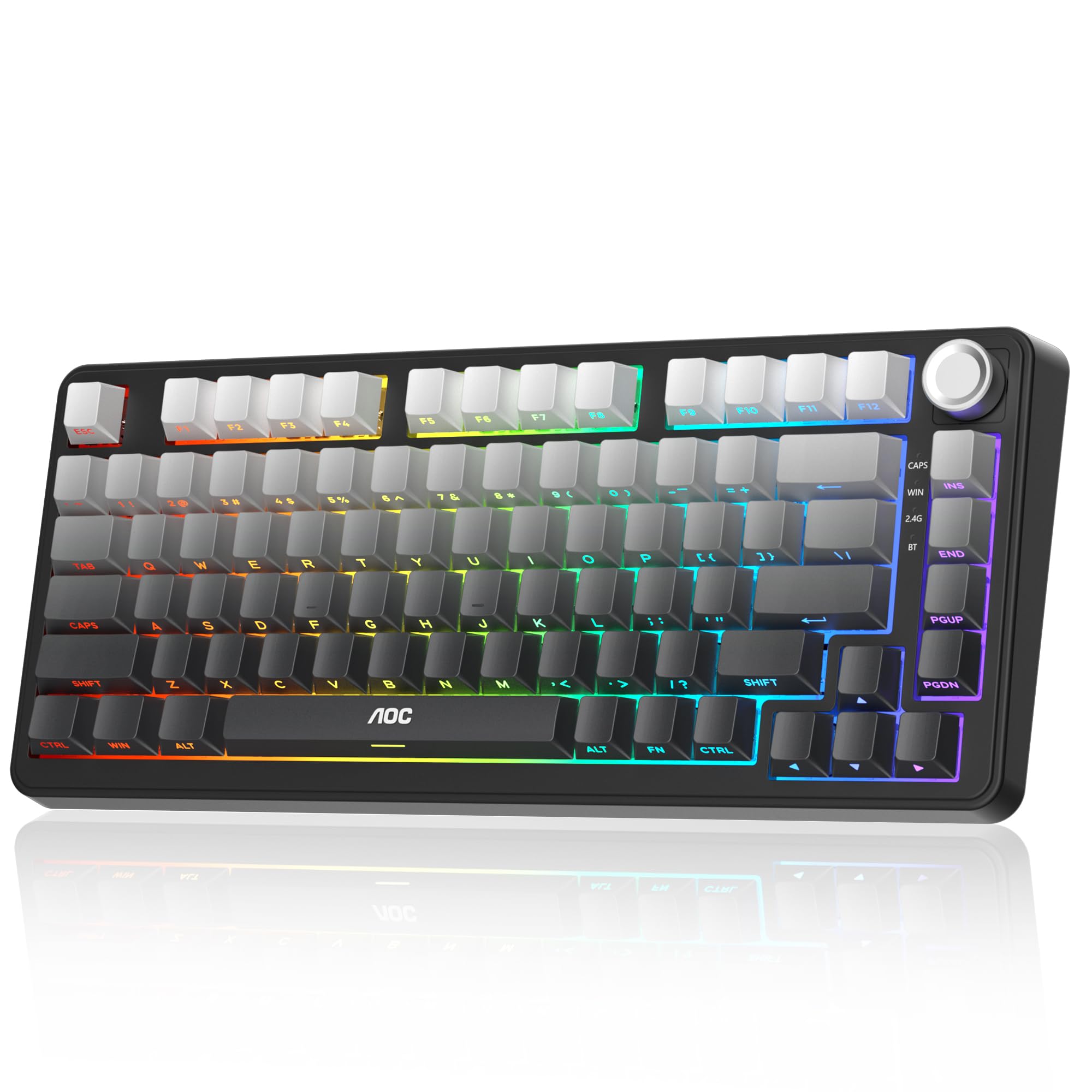 【国内正規品】AOC GK330 ゲーミングキーボード ワイヤレス 3WAY接続(BT5.0/2.4G/有線) 81キー75%コンパクト メカニカルキーボード ホットスワップ ガスケット構造 5層消音 サテライト軸 PBTキーキャップ 4000mAhバッテ