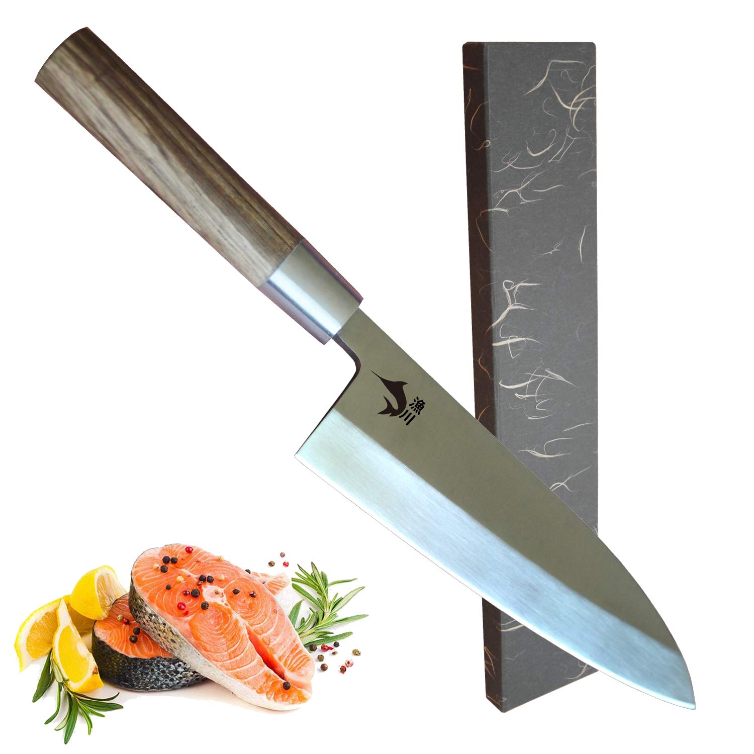漁川 出刃包丁 【6Cr16MoV鋼】 【刃渡180】 【刃厚4.6】 右利き 家庭用 魚 魚介 生魚 切る 捌く