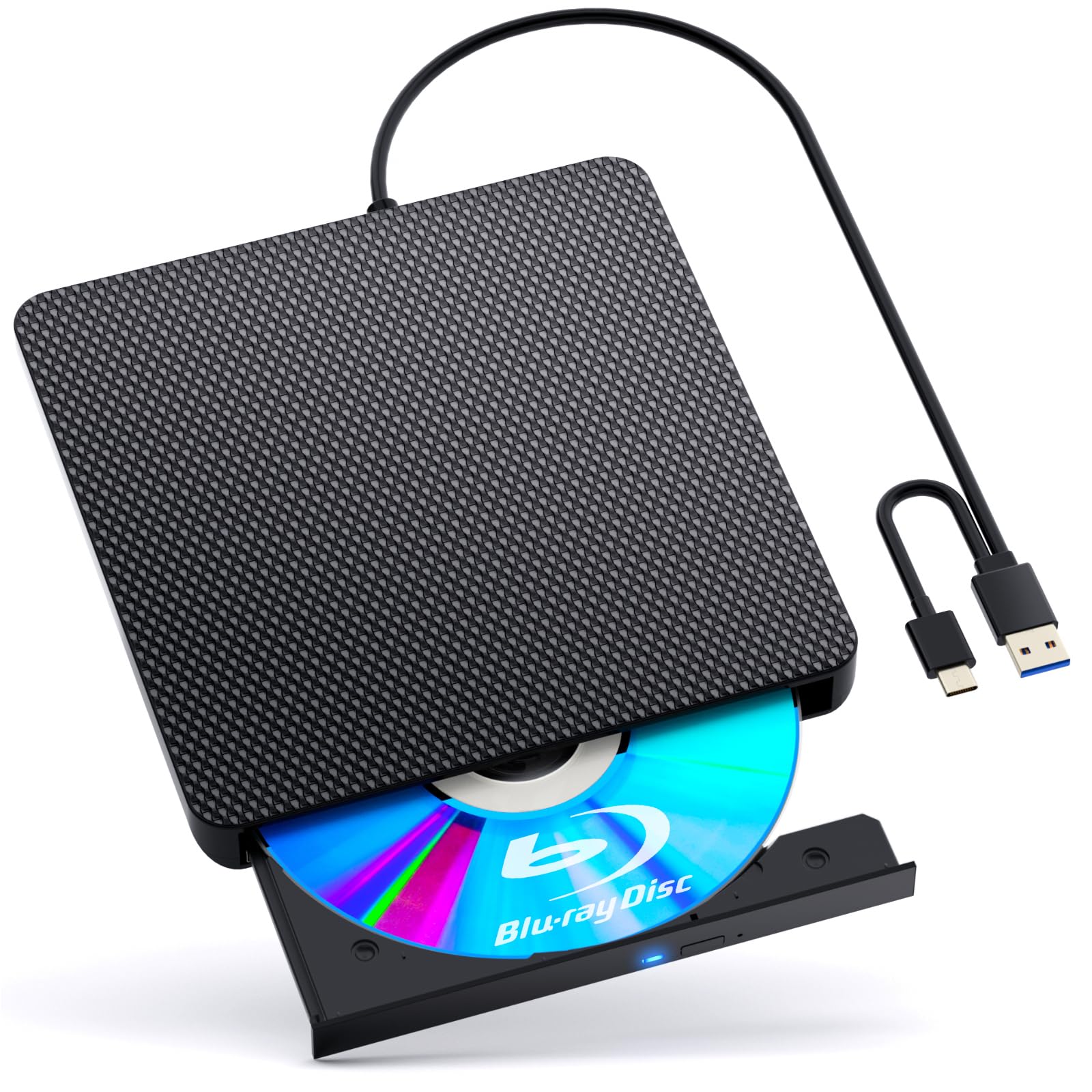 ブルーレイドライブ外付け blu-rayプレイヤー再生読み書usb-aと (type-c) ブルーレイプレーヤー対応WIN7-11/MAC対応 ノートパソコン対応 blu-ray けドライブ（黒）