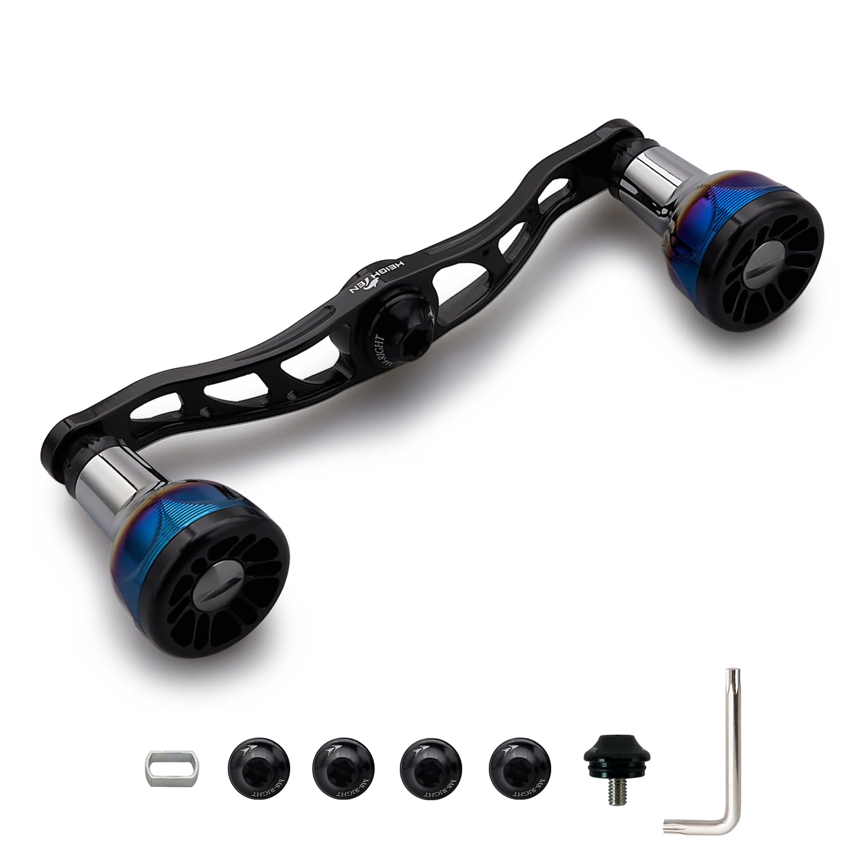 HEIGHTEN V2.0 105/115mm ベイト リール ハンドル 航空アルミ製 シマノ ダイワ アブガルシア 通用 Engn series (ブラック, V2.0-105mm) (1075)