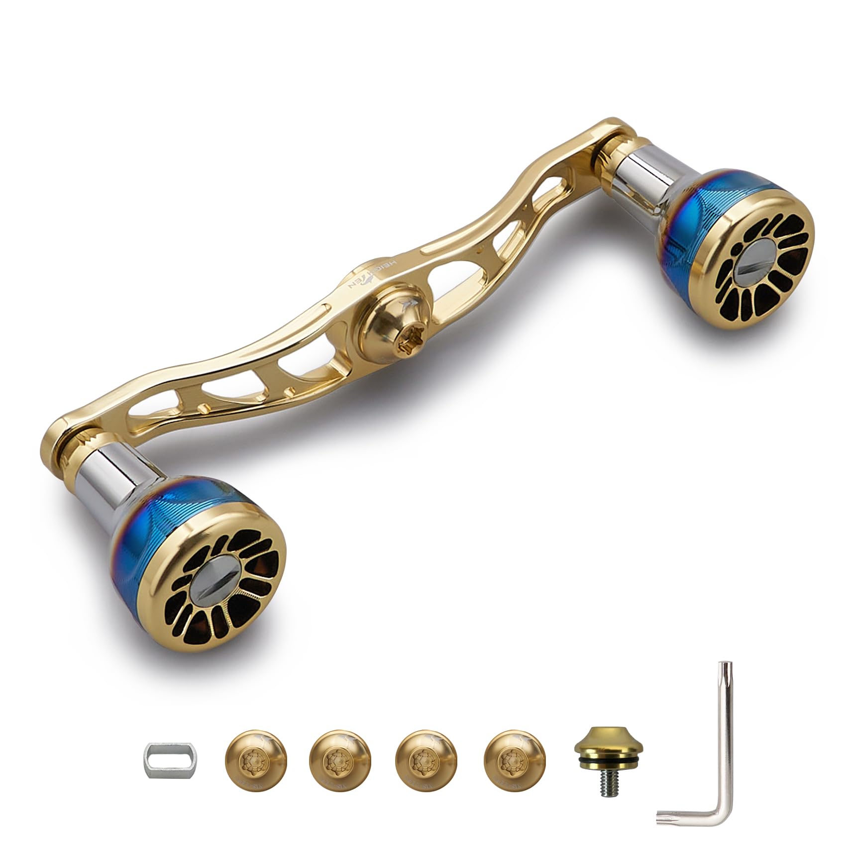HEIGHTEN V2.0 105/115mm ベイト リール ハンドル 航空アルミ製 シマノ ダイワ アブガルシア 通用 Engn series (ゴールド, V2.0-105mm) (1074)