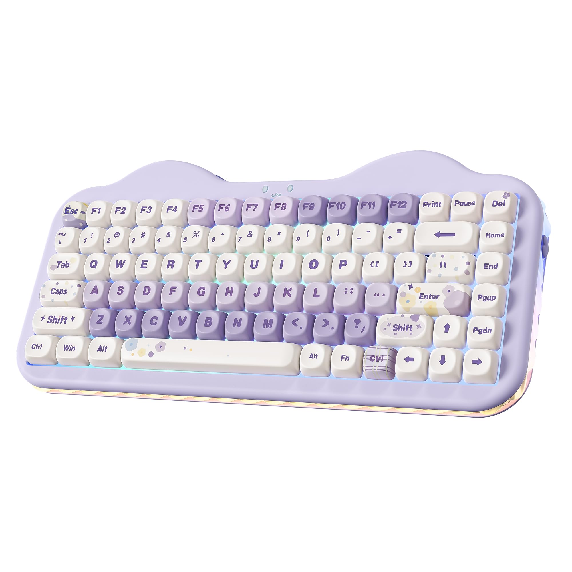 YUNZII C75 ワイヤレス メカニカルキーボード 75%レイアウト ホットスワップ対応 クリーミーキーボード NKRO PBT MOA キーキャップ RGBバックライト ガスケットマウント 可愛いケーキデザイン BT5.0/2.4G/USB-C Wi|湖南オンライン