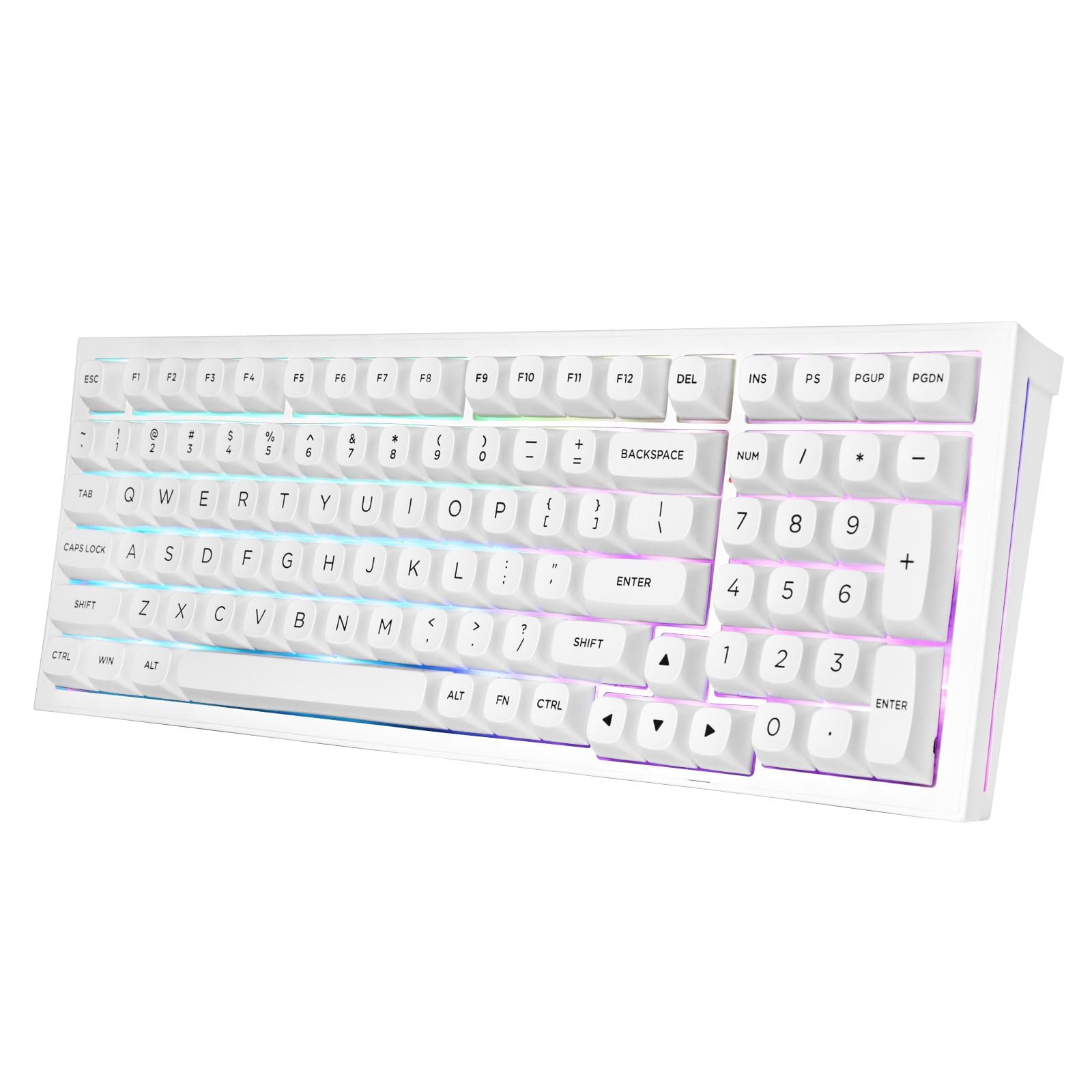 Redragon K723 ゲーミングキーボード ワイヤレス メカニカル 銀軸 96% 英語配列 テンキー付き ホットスワップ ガスケット構造 【BT/2.4GHz/USB有線】RGB Nキーロールオーバー 充電式 PC/Mac/PS5/PS4/Xbox/|湖南オンライン